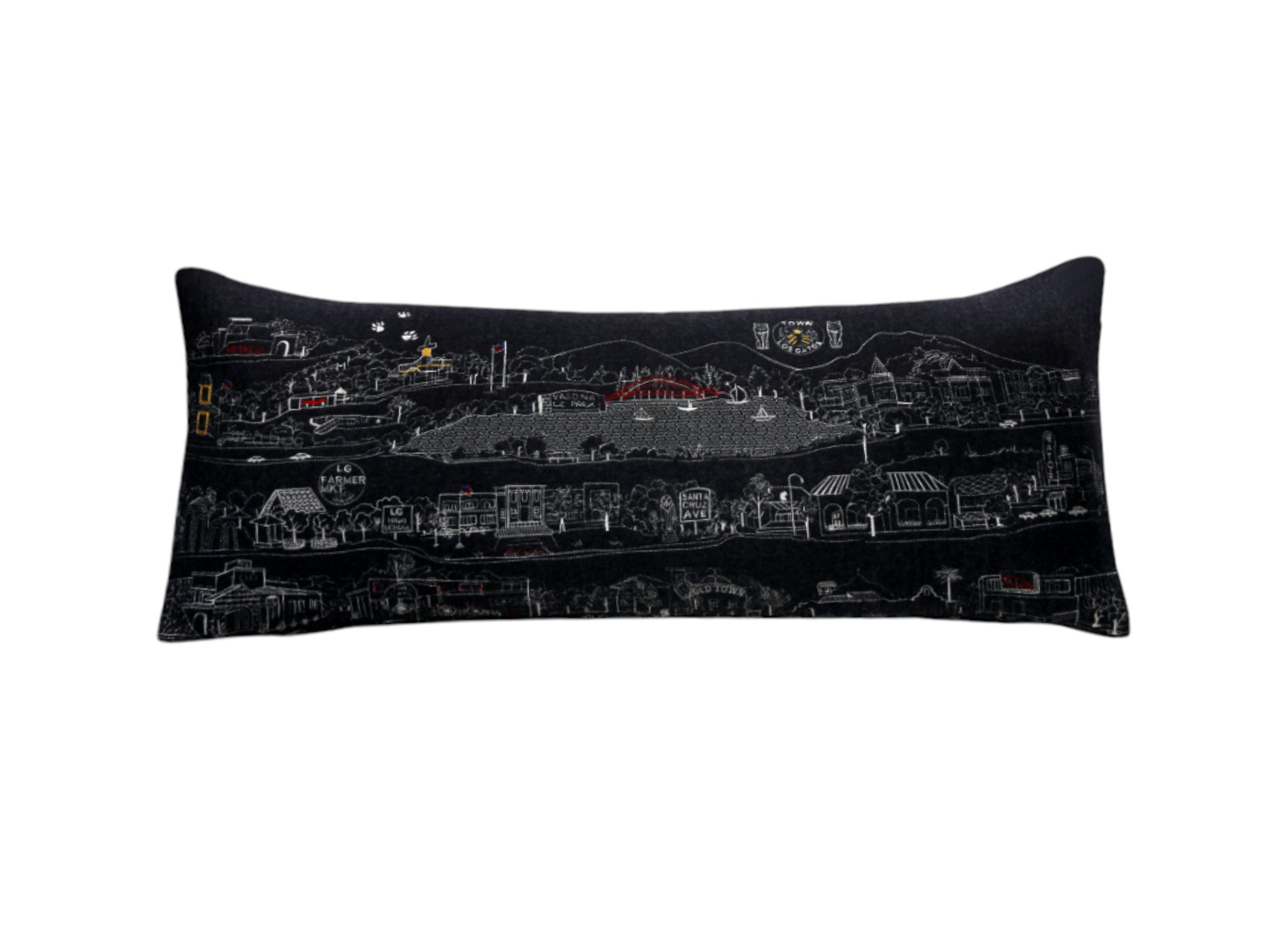 14" X 35" Black Gray and White Hometown Pride Wool Lumbar Throw Pillow