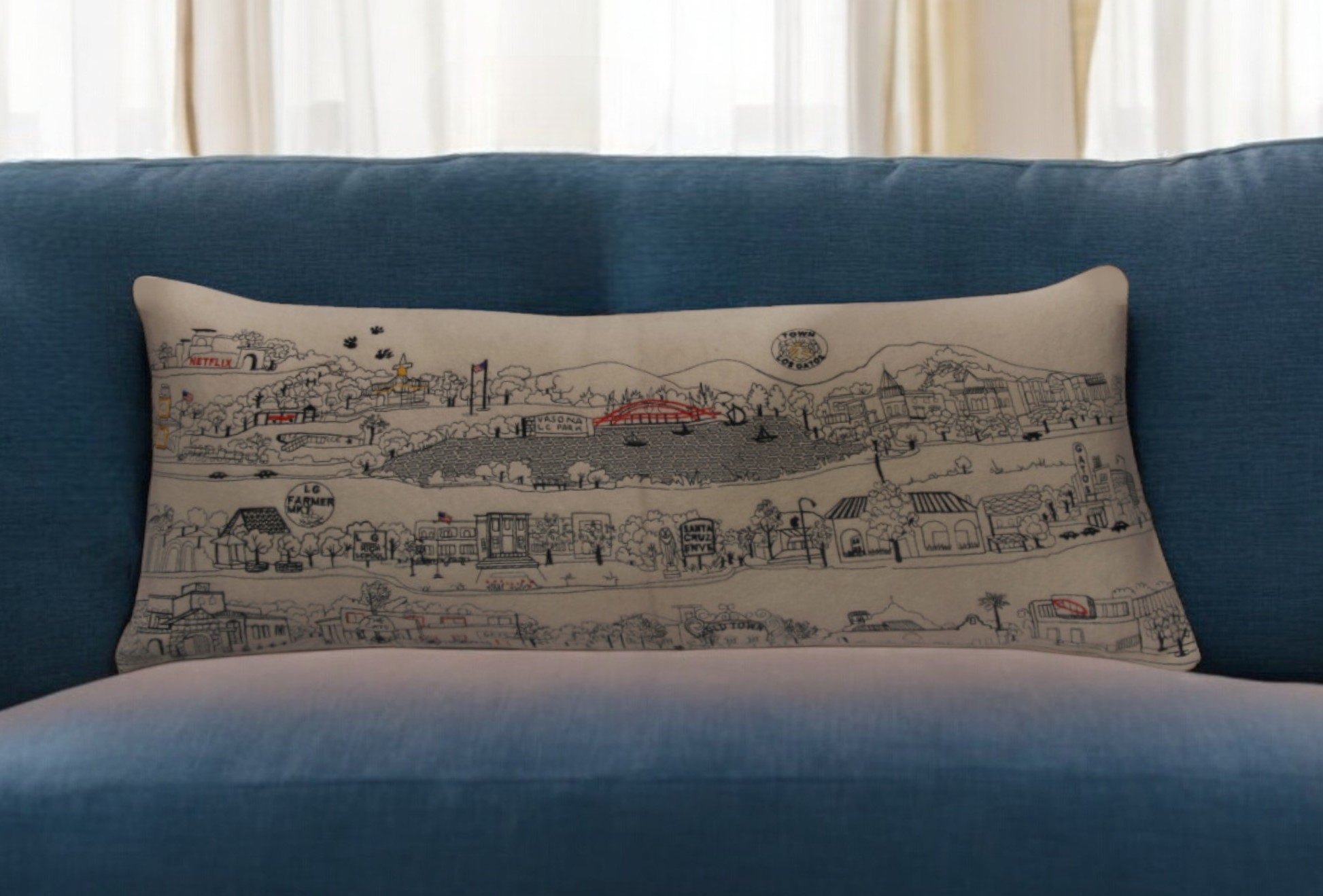 14" X 35" Cream Hometown Pride Wool Lumbar Throw Pillow