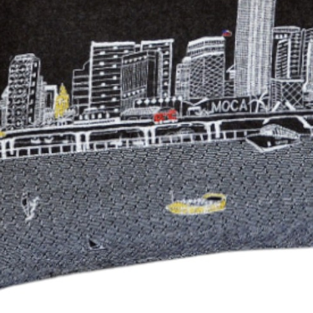 14" X 35" Black Gray and White Hometown Pride Wool Lumbar Throw Pillow