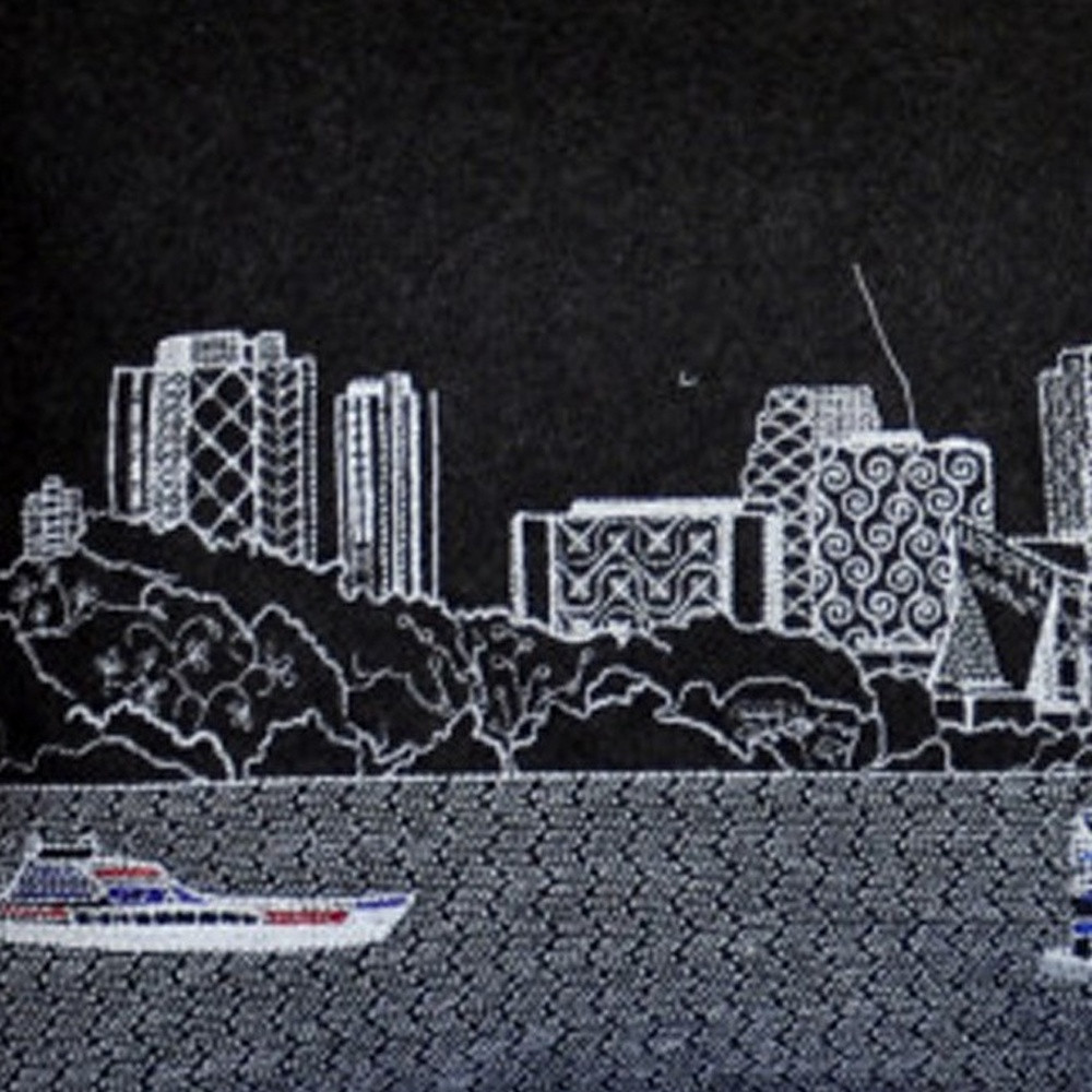 14" X 35" Black Gray and White Hometown Pride Wool Lumbar Throw Pillow