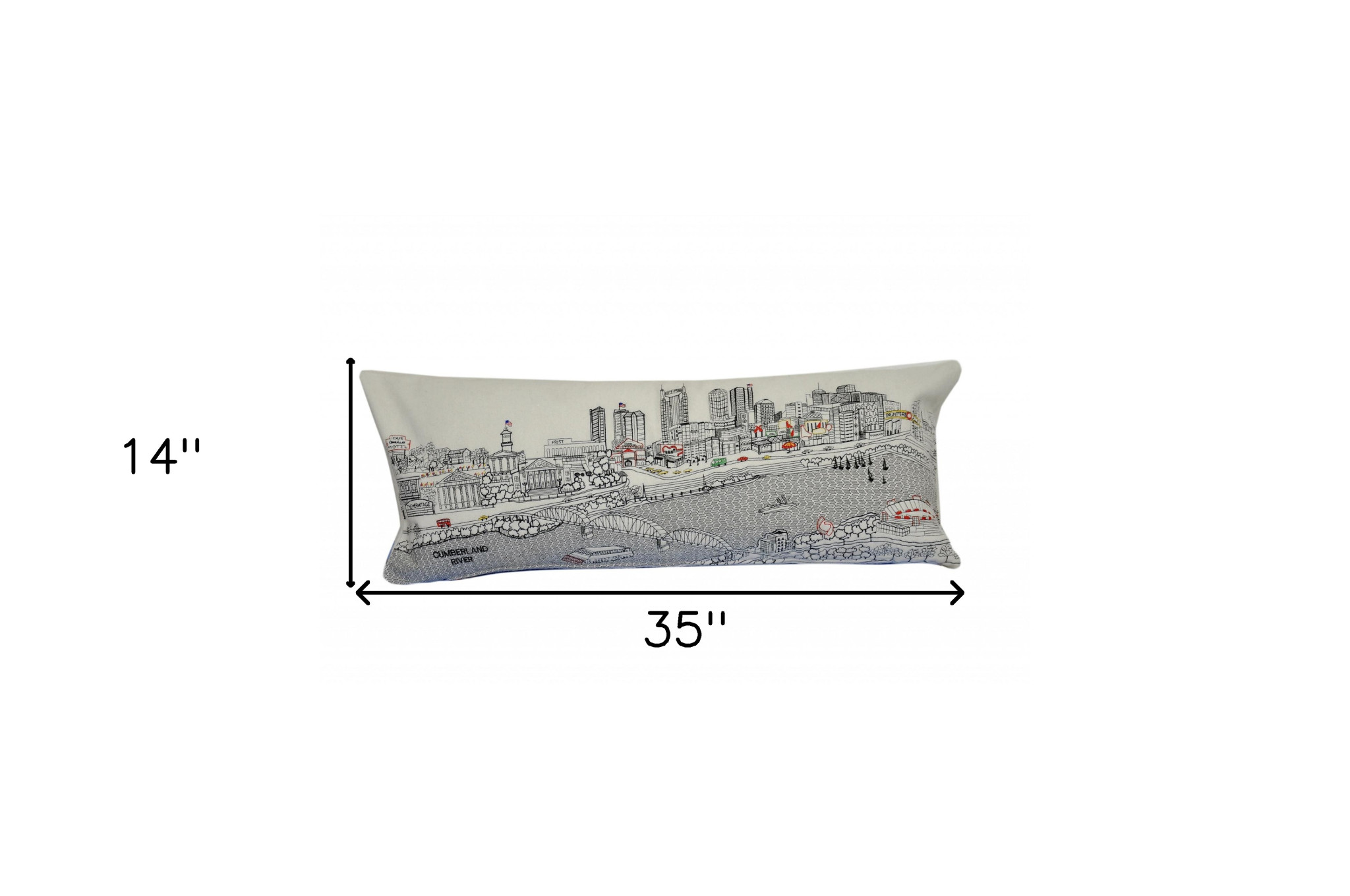 14" X 35" Cream Hometown Pride Wool Lumbar Throw Pillow