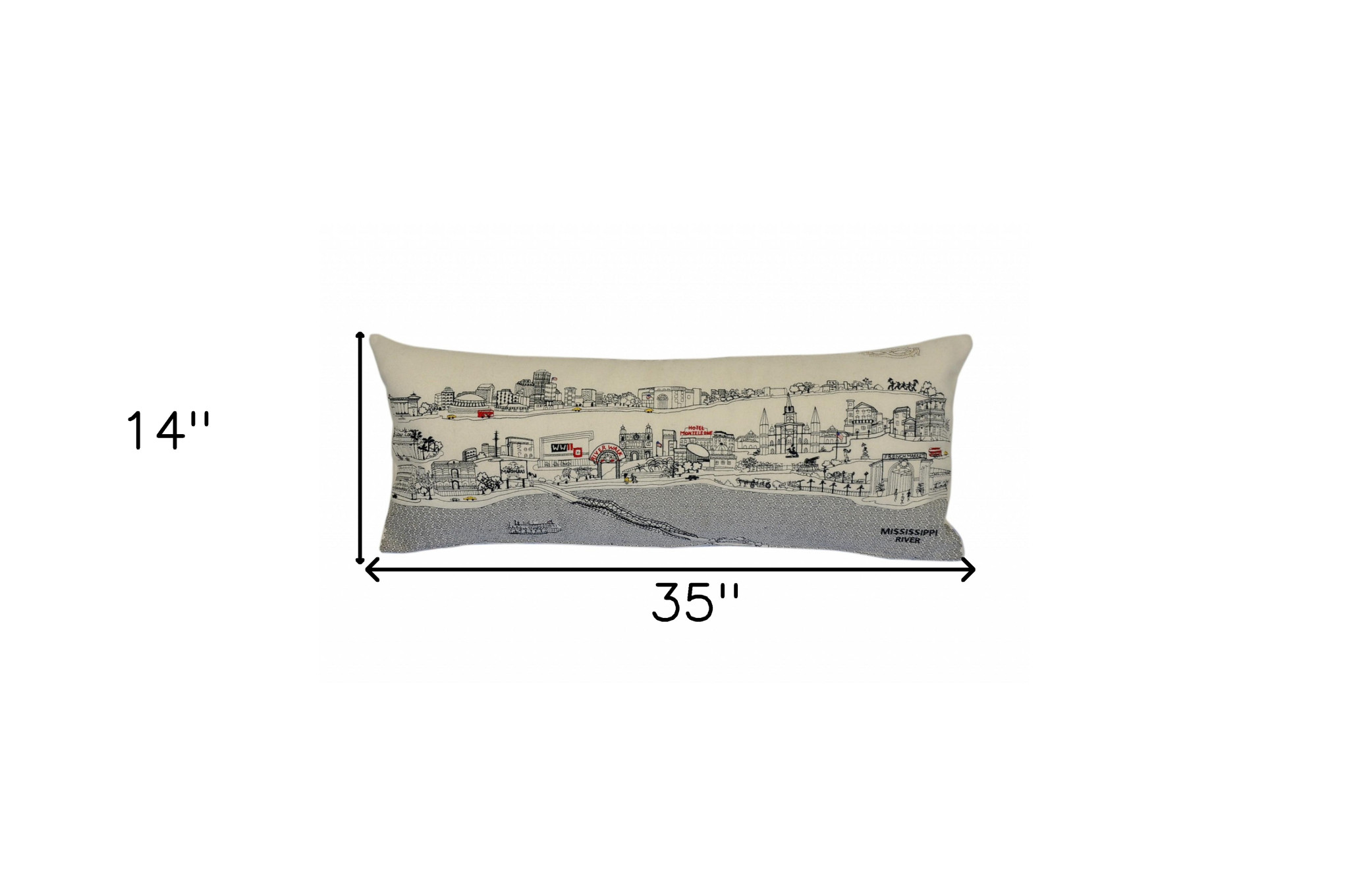 14" X 35" Cream Hometown Pride Wool Lumbar Throw Pillow