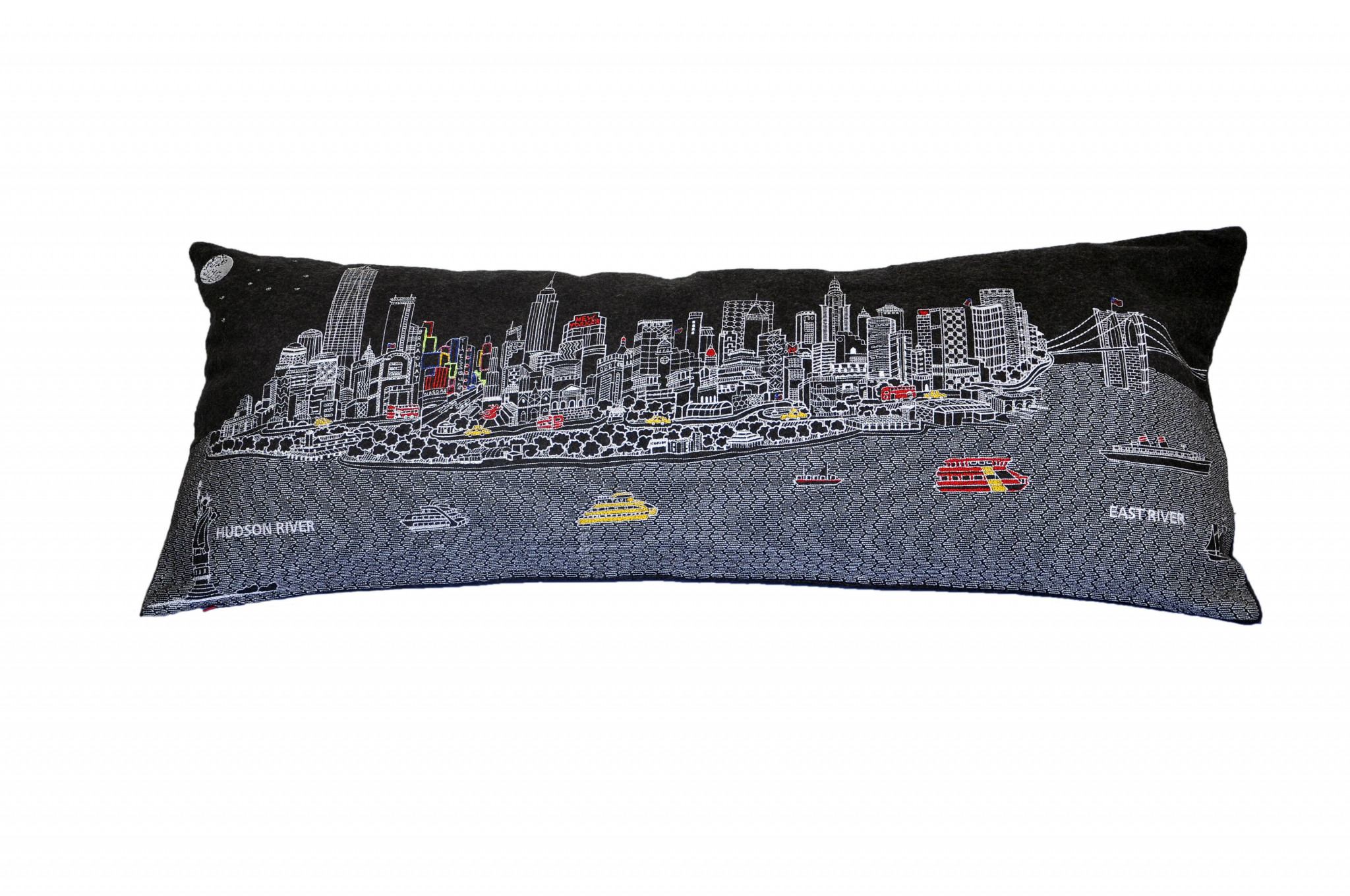 14" X 35" Black Gray and White Hometown Pride Wool Lumbar Throw Pillow