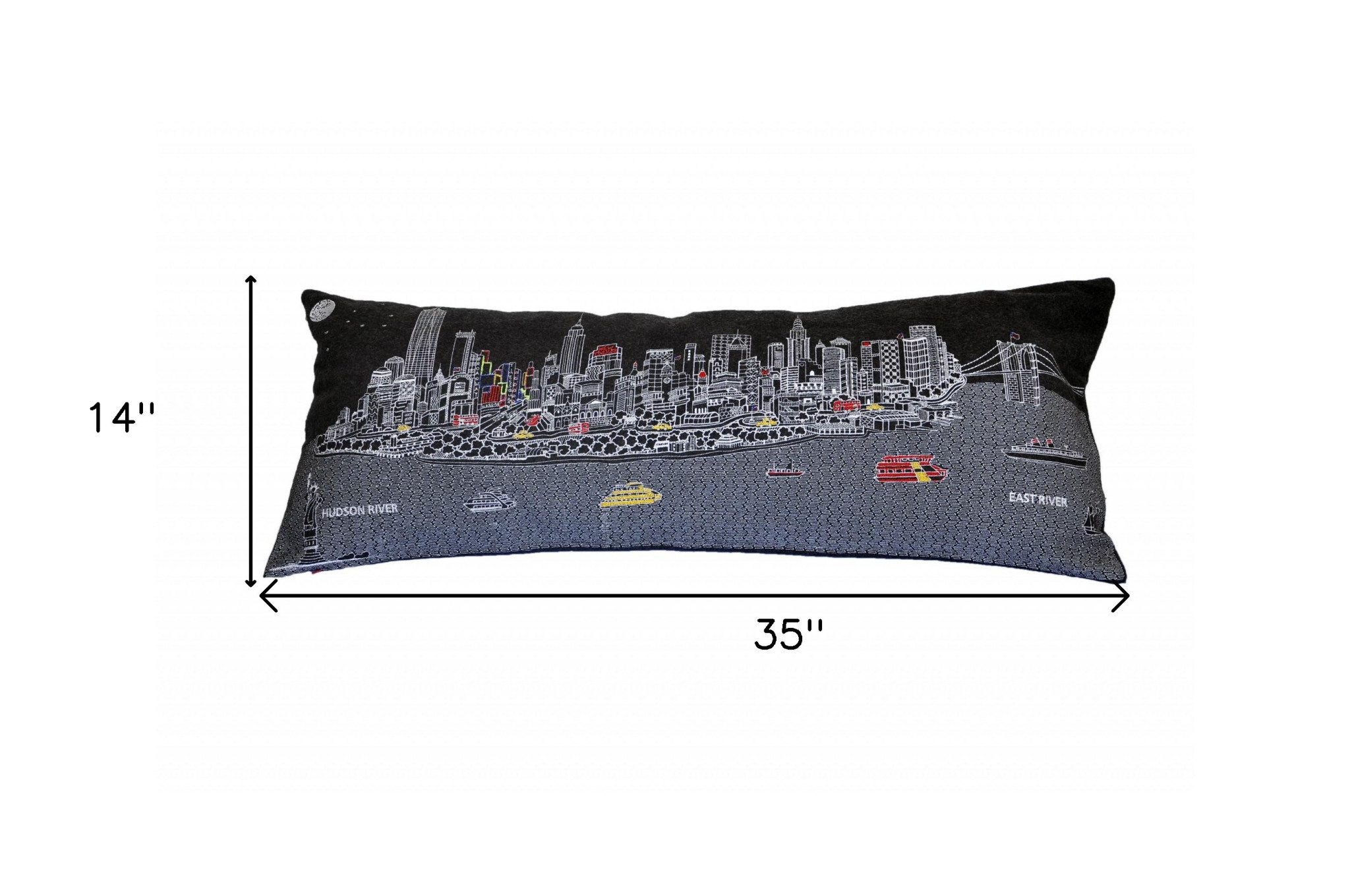 14" X 35" Black Gray and White Hometown Pride Wool Lumbar Throw Pillow