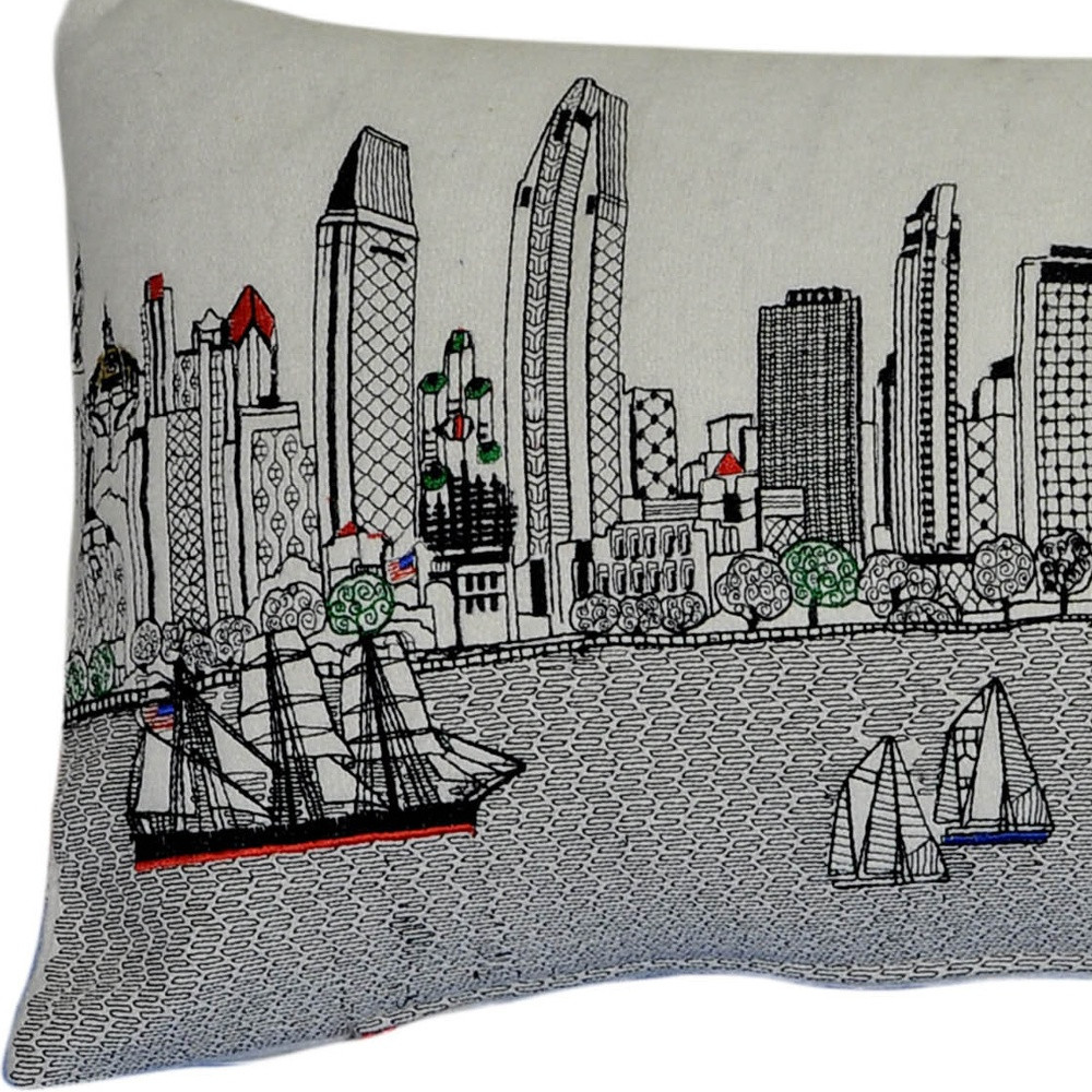 14" X 35" Cream Hometown Pride Wool Lumbar Throw Pillow