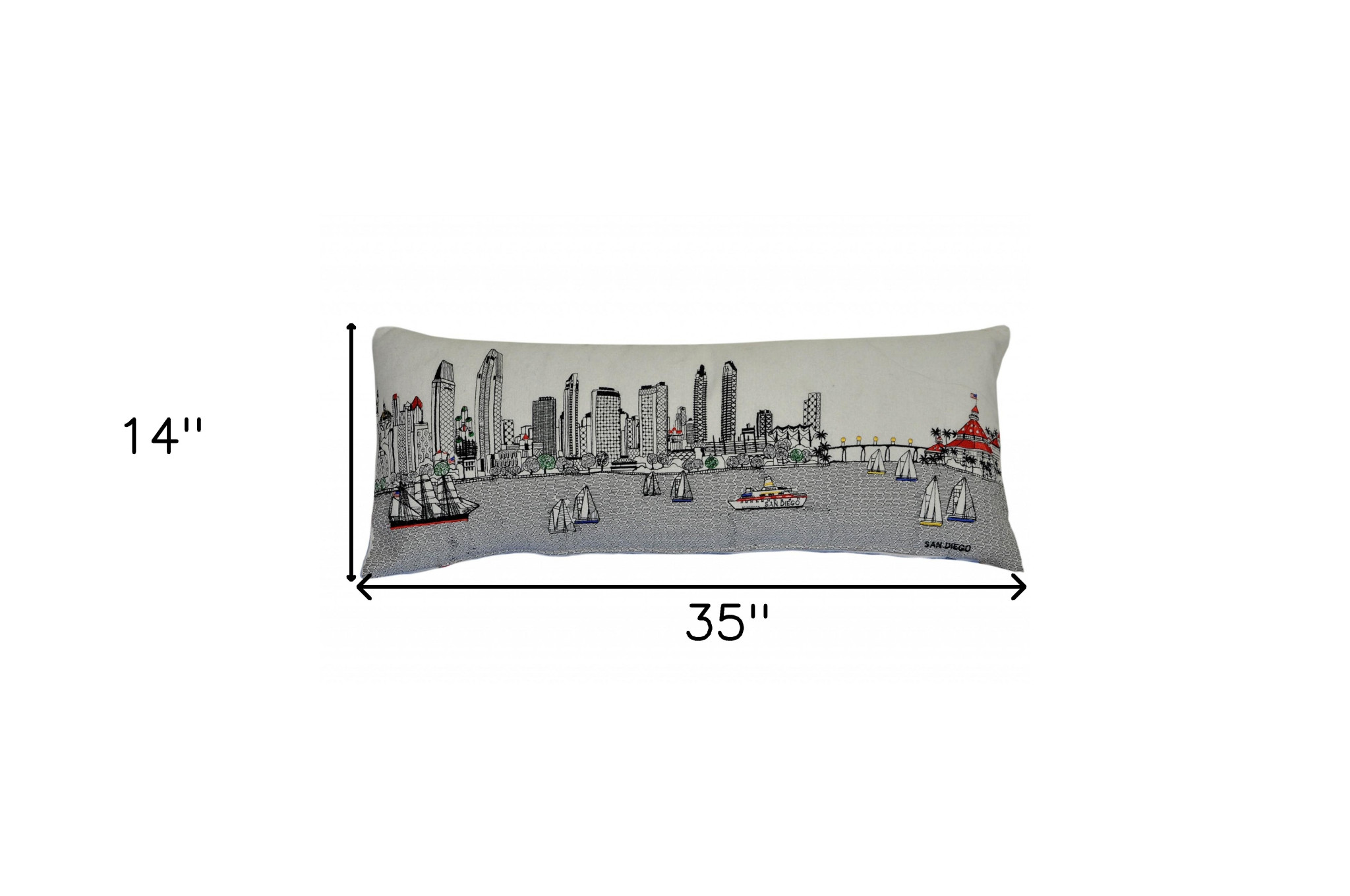 14" X 35" Cream Hometown Pride Wool Lumbar Throw Pillow