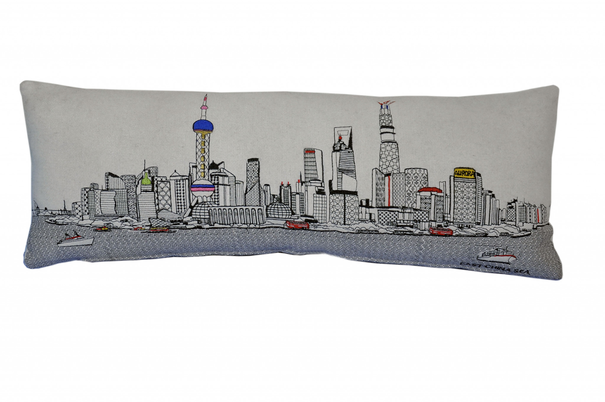 14" X 35" Cream Hometown Pride Wool Lumbar Throw Pillow