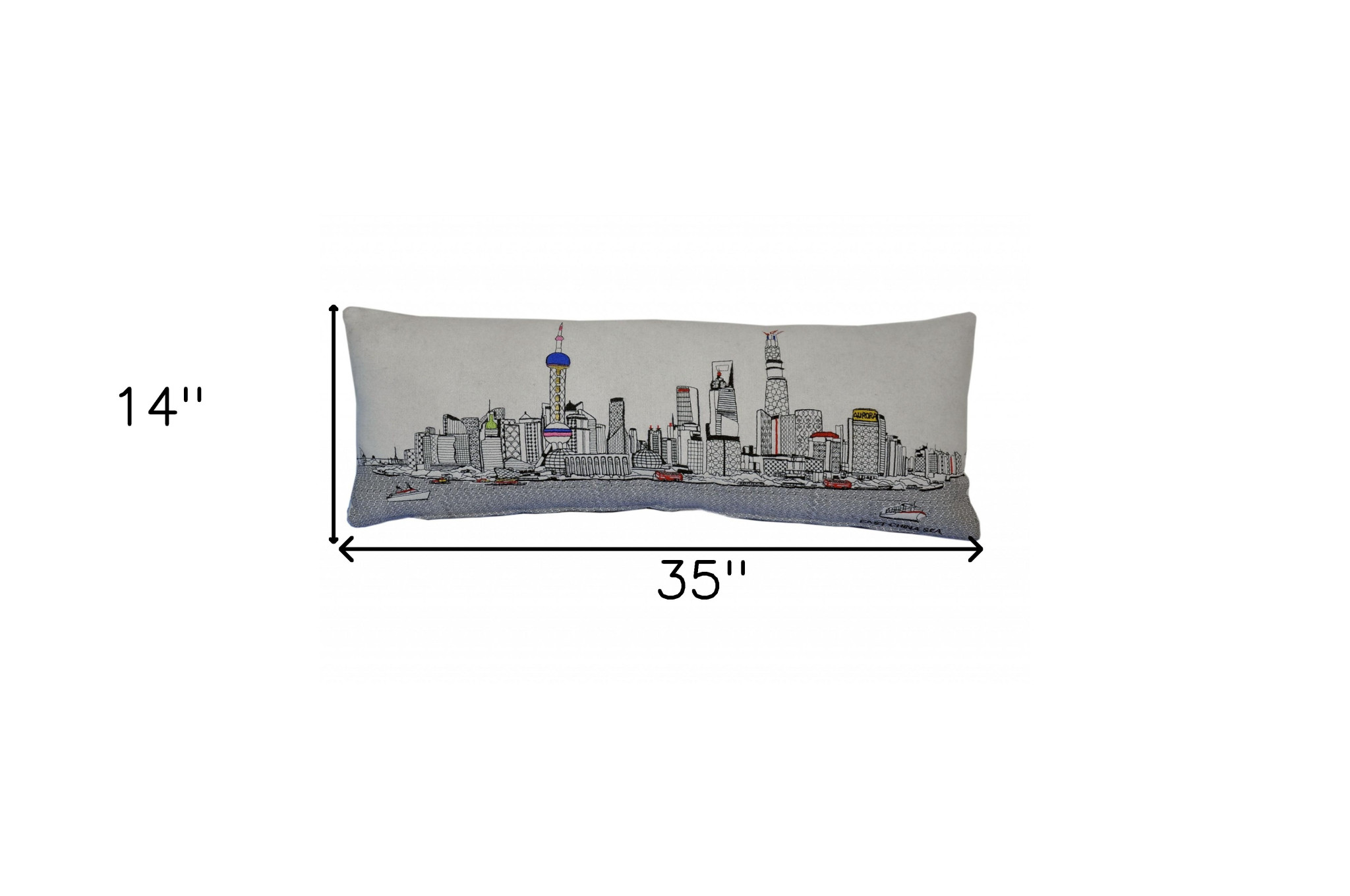 14" X 35" Cream Hometown Pride Wool Lumbar Throw Pillow