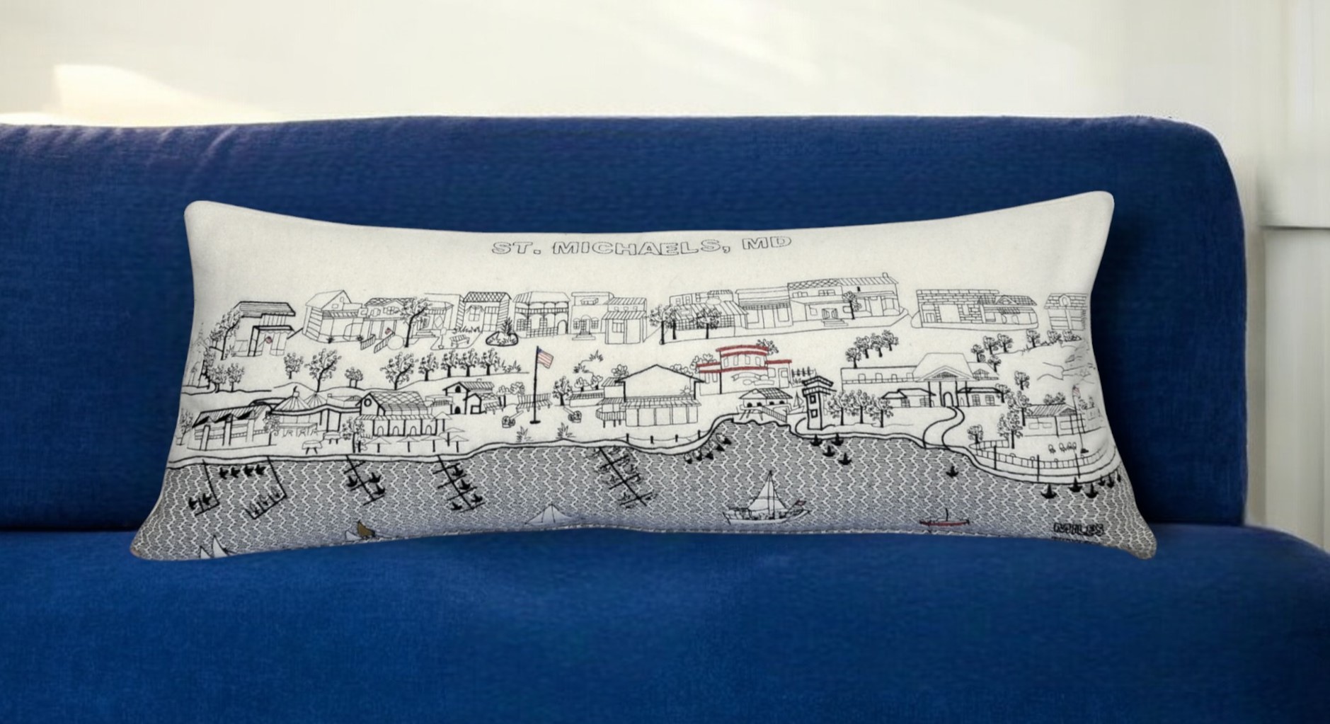 14" X 35" Cream Hometown Pride Wool Lumbar Throw Pillow