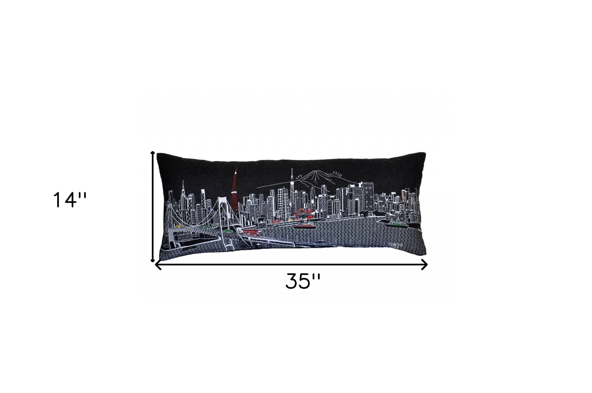 14" X 35" Black Gray and White Hometown Pride Wool Lumbar Throw Pillow
