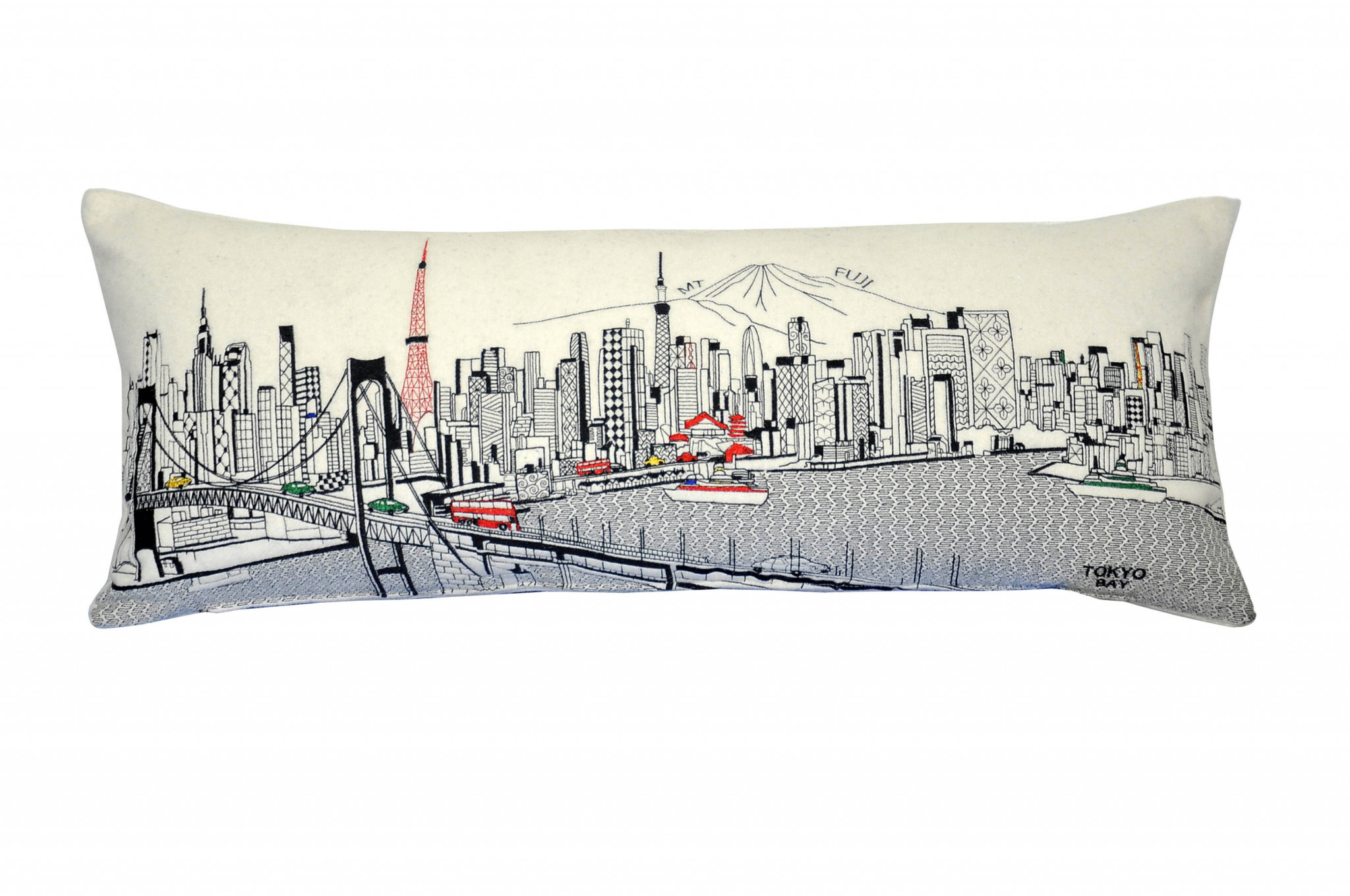 14" X 35" Cream Hometown Pride Wool Lumbar Throw Pillow