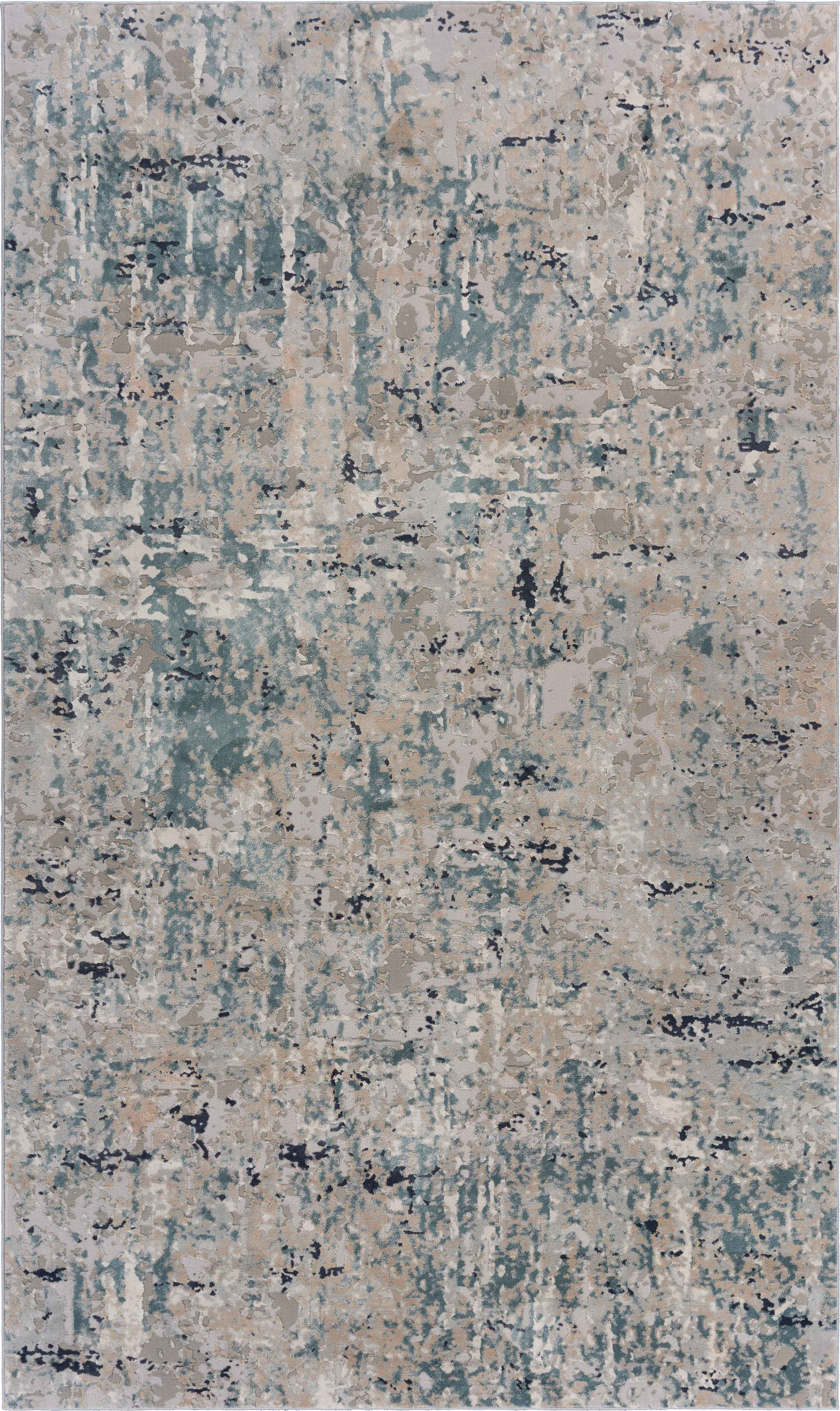 8" X 11" Gray Blue Taupe And Cream Abstract Distressed Stain Resistant Area Rug