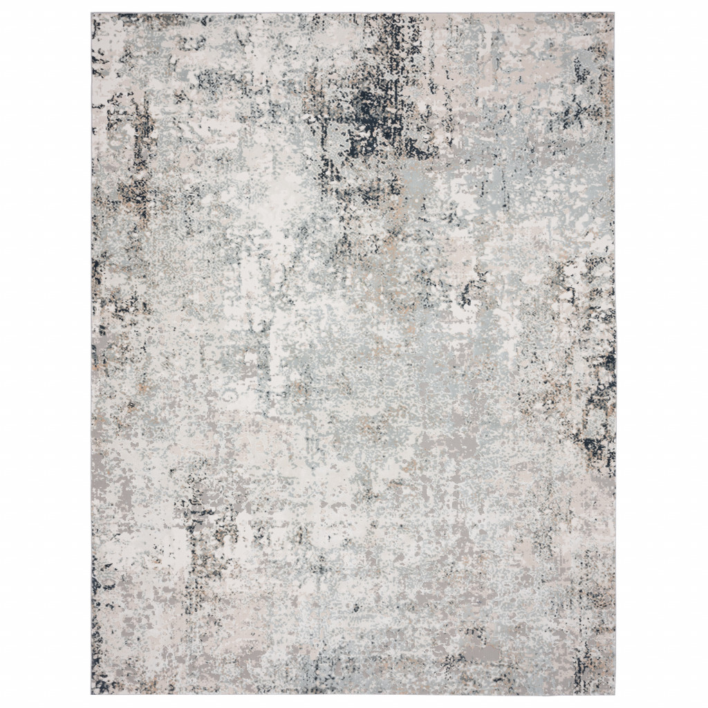 2" X 3" Gray Cream And Taupe Abstract Distressed Stain Resistant Area Rug