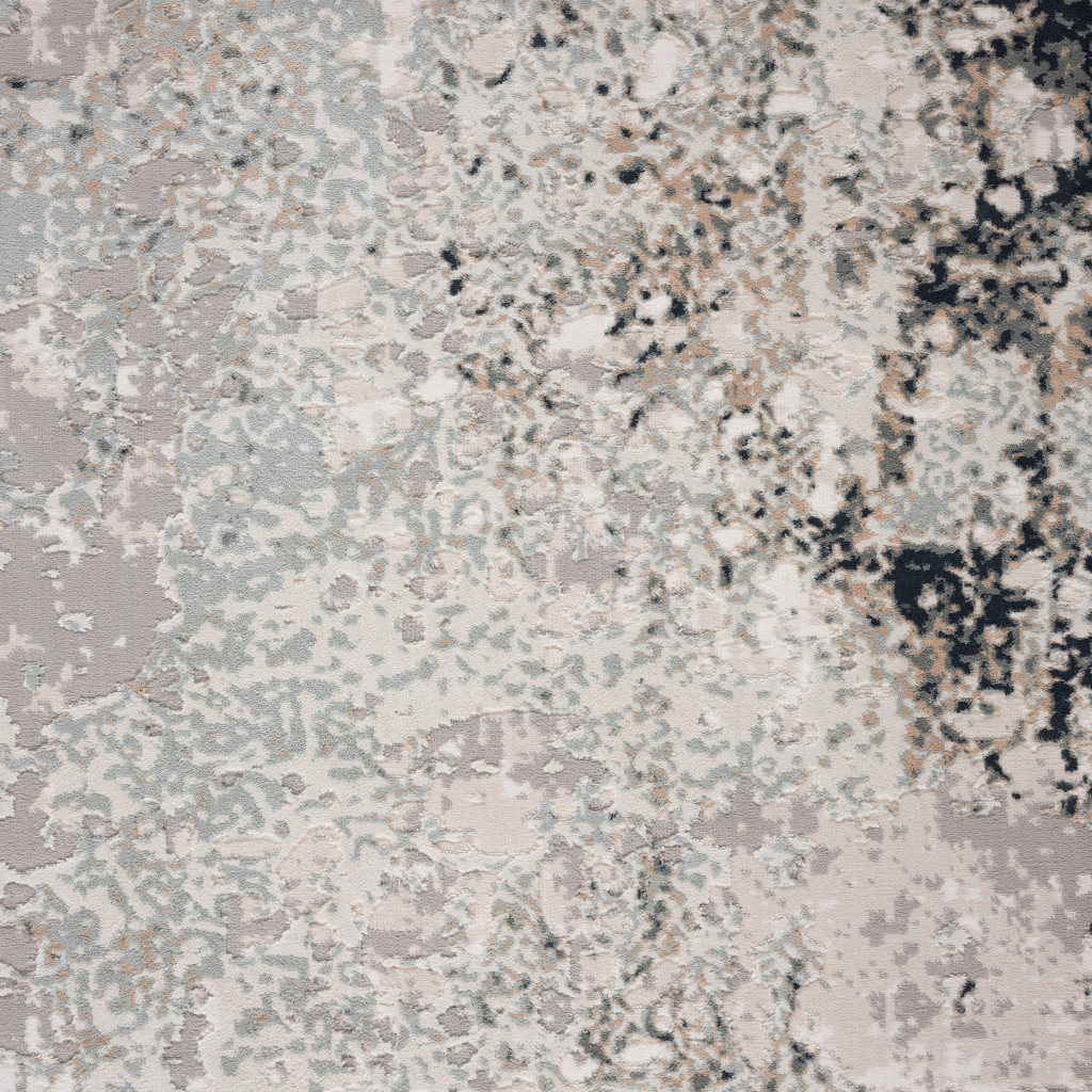 2" X 3" Gray Cream And Taupe Abstract Distressed Stain Resistant Area Rug