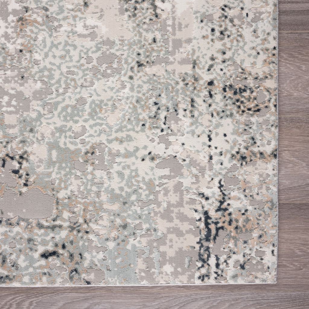 2" X 3" Gray Cream And Taupe Abstract Distressed Stain Resistant Area Rug