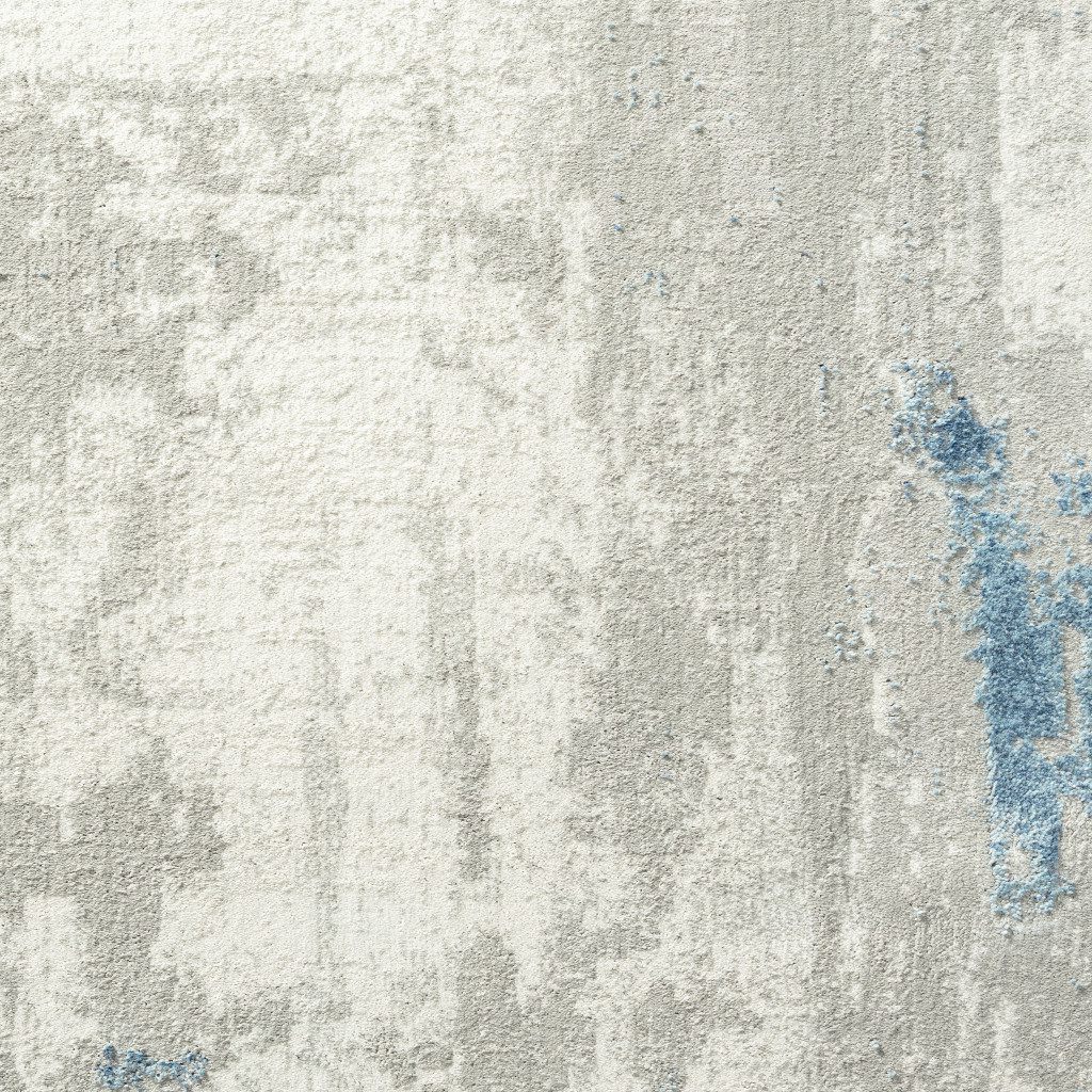 4" X 6" Ivory Gray And Blue Abstract Stain Resistant Area Rug