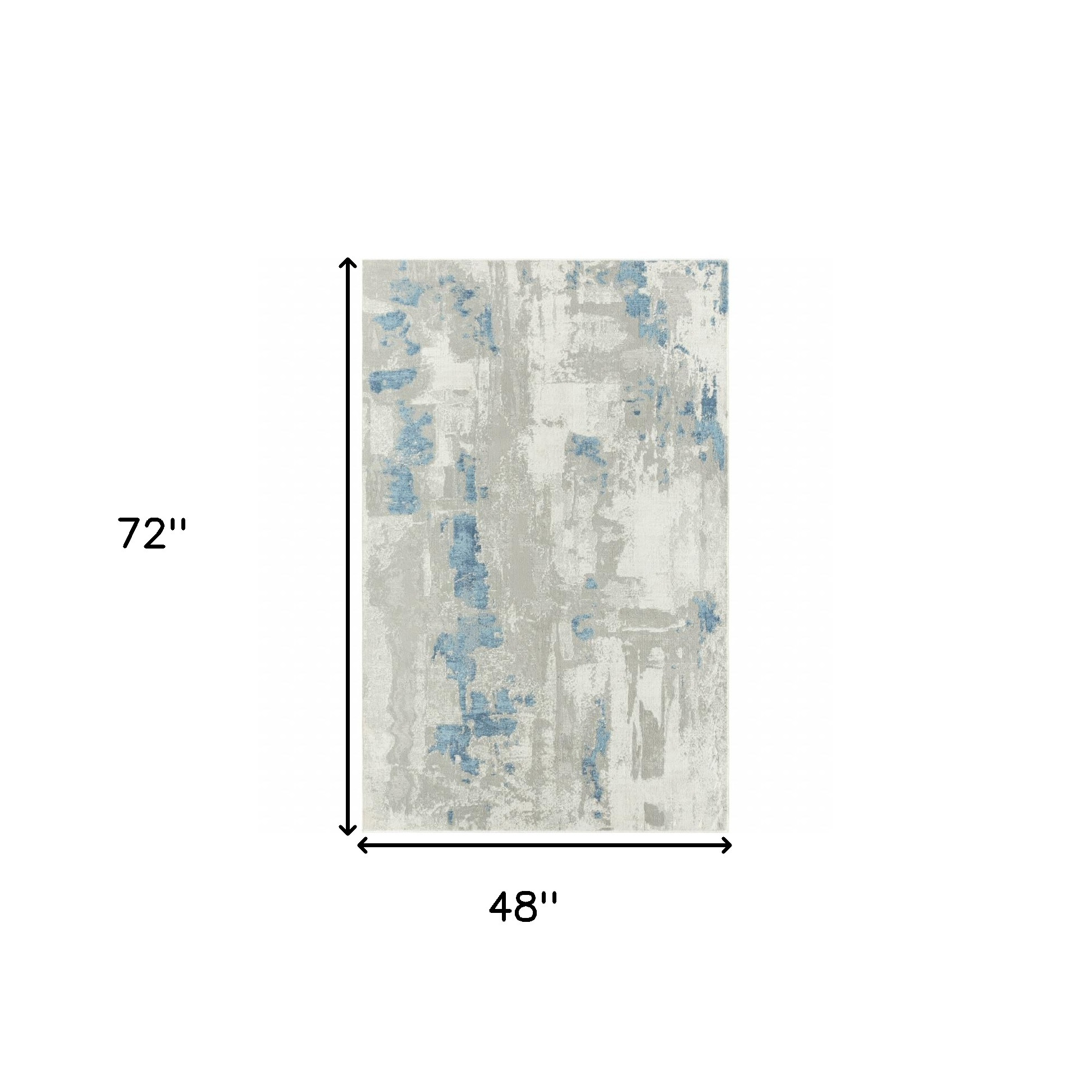 4" X 6" Ivory Gray And Blue Abstract Stain Resistant Area Rug