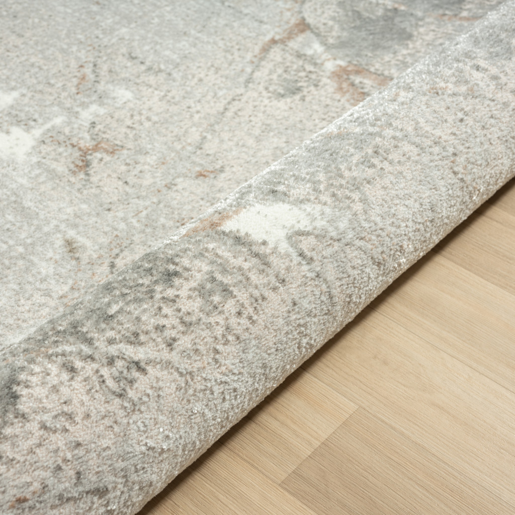 5" X 7" Beige Gray And Brown Abstract Stain Resistant Area Rug