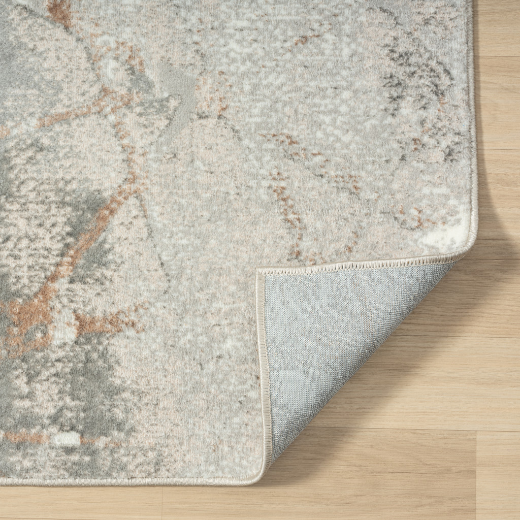 5" X 7" Beige Gray And Brown Abstract Stain Resistant Area Rug
