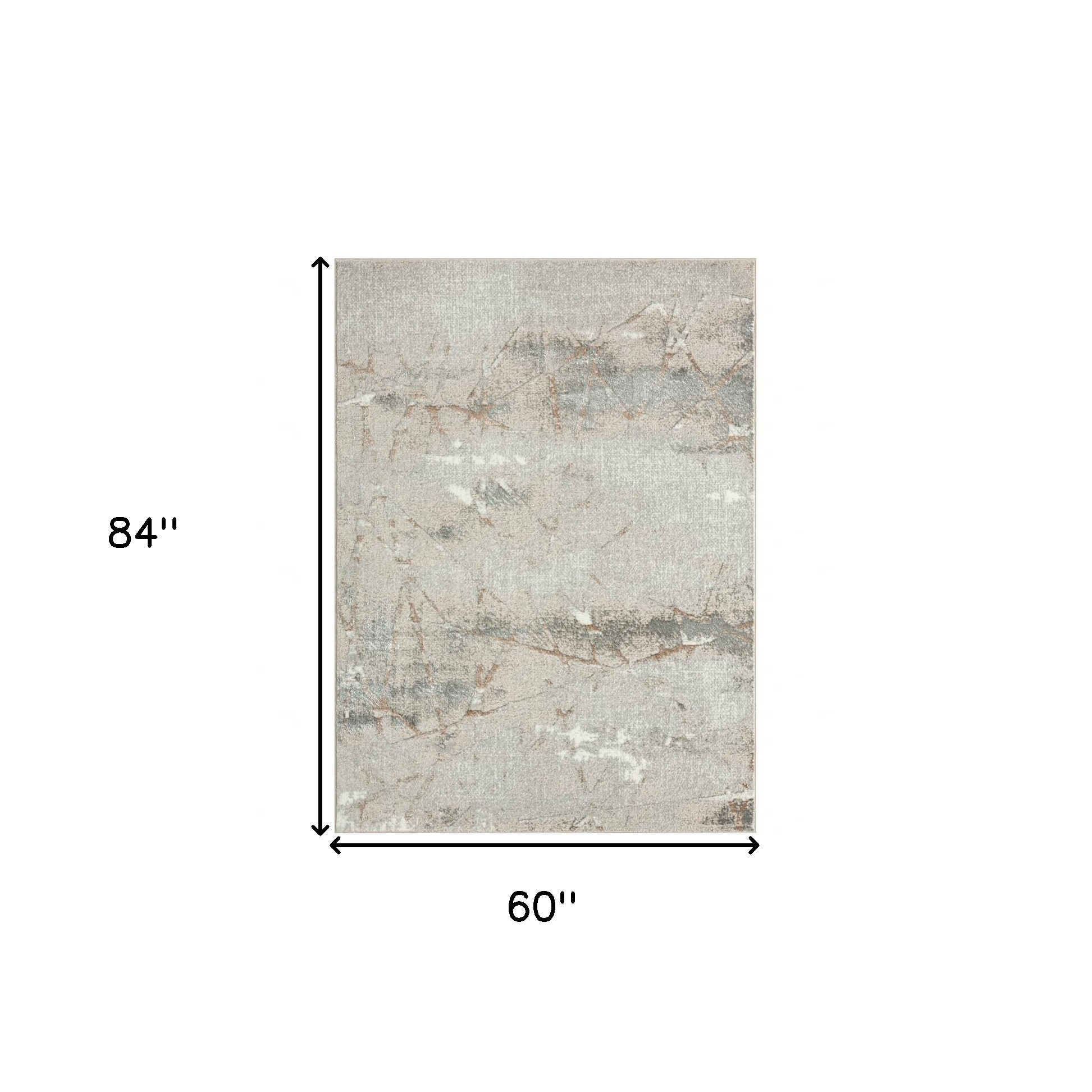 5" X 7" Beige Gray And Brown Abstract Stain Resistant Area Rug