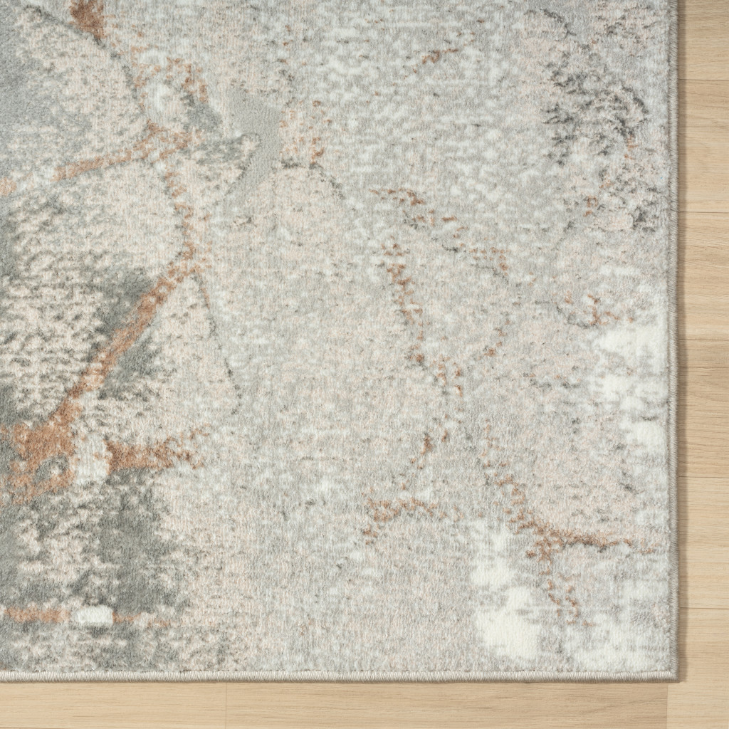 7 X 9 Beige gray And Brown Abstract Area Rug