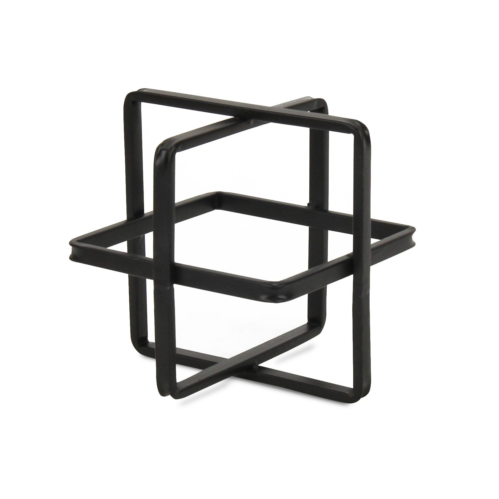 6"" Black Metal Abstract Cube Sculpture