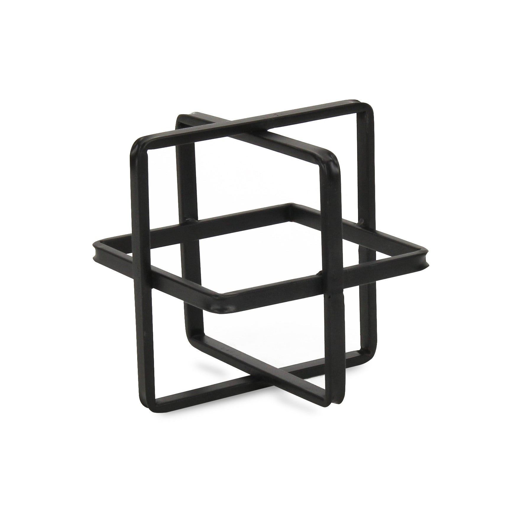6"" Black Metal Abstract Cube Sculpture