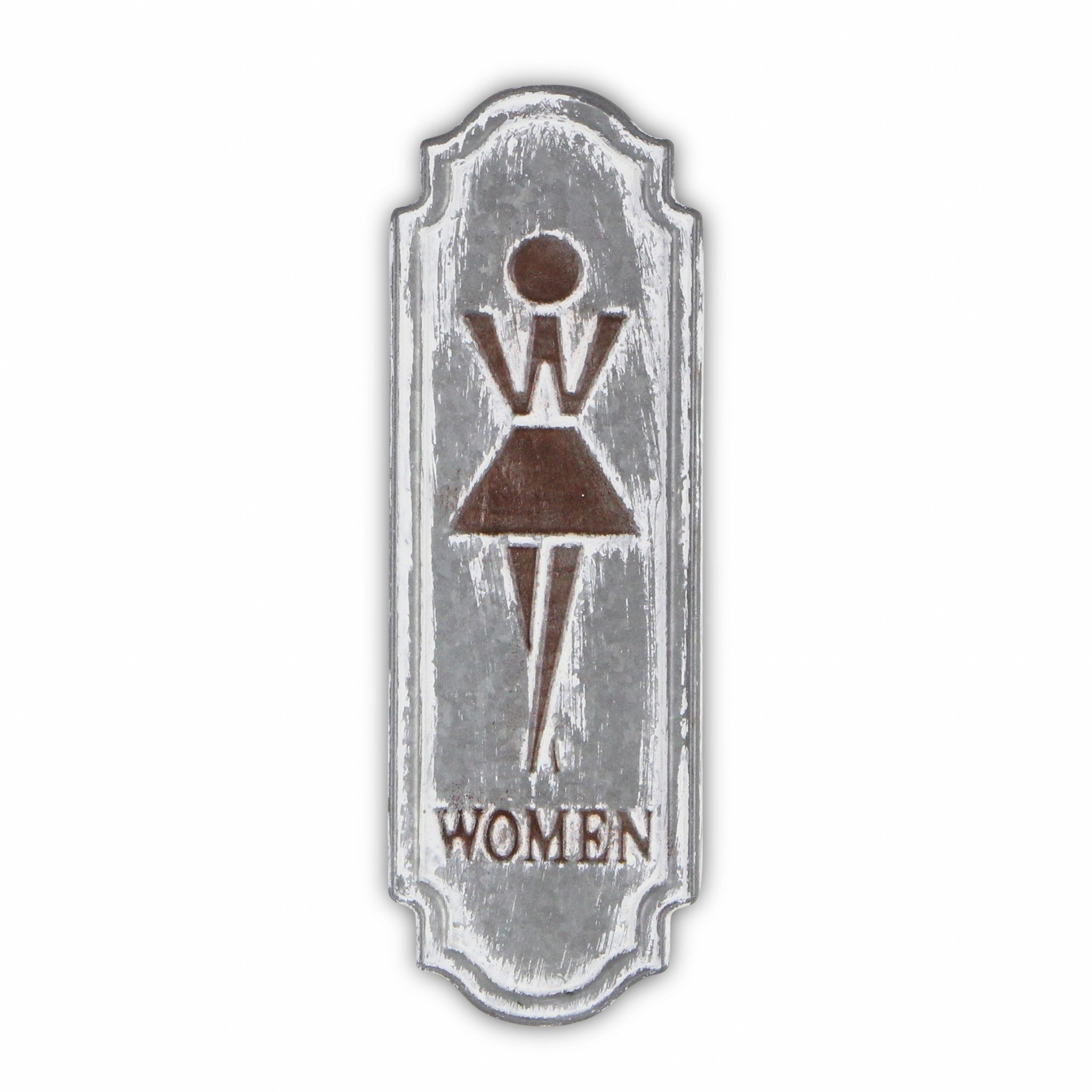 12"" Rustic Gray Metal Womens Room Wall Decor