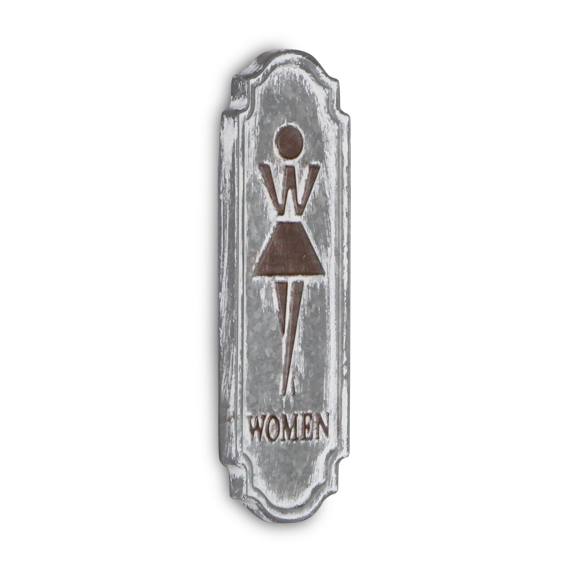 12"" Rustic Gray Metal Womens Room Wall Decor