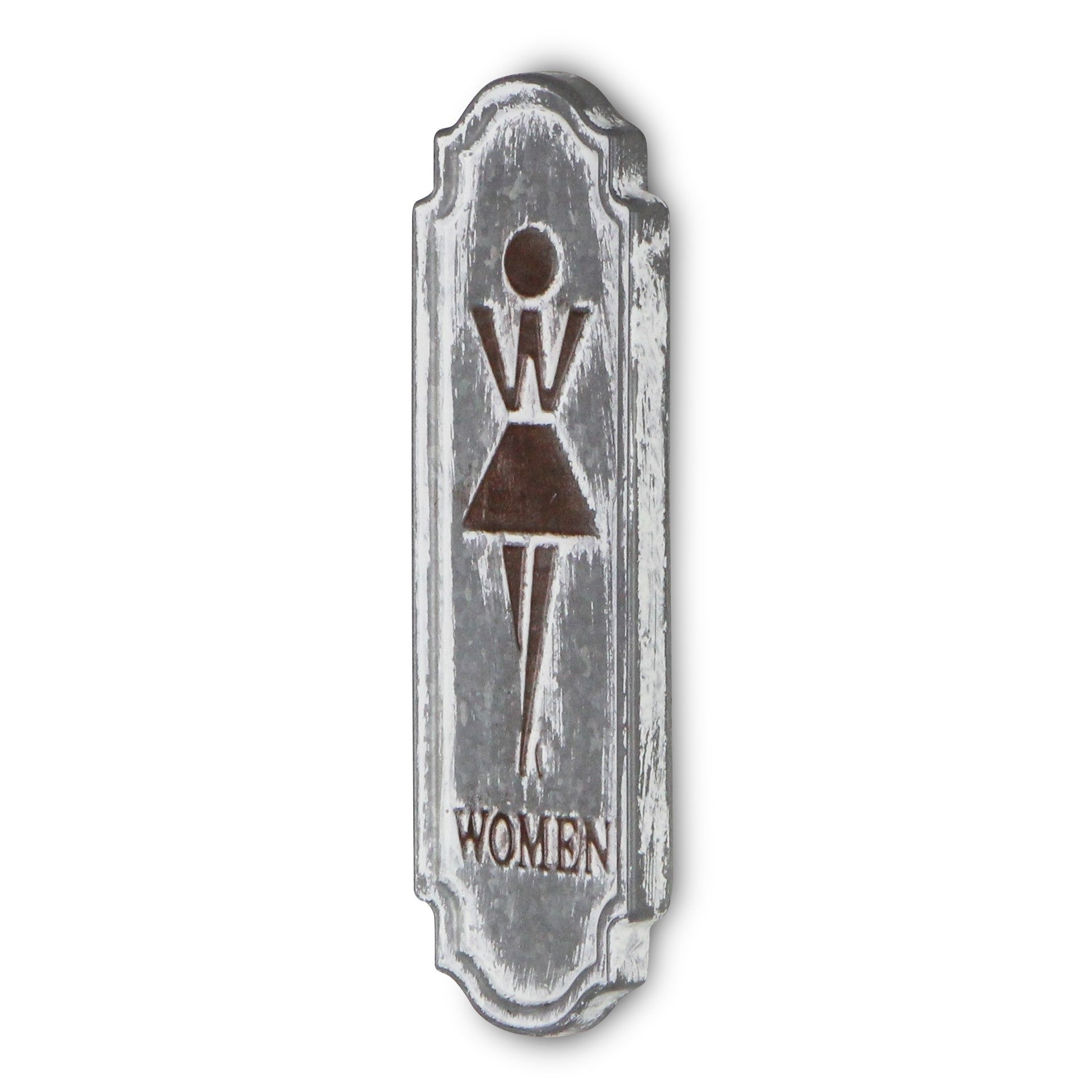 12"" Rustic Gray Metal Womens Room Wall Decor
