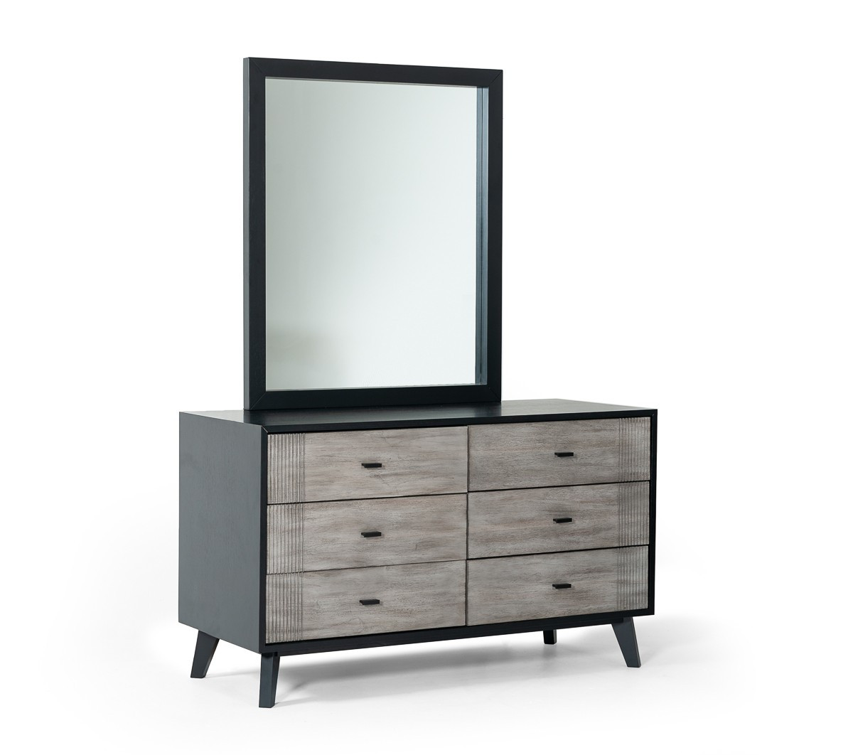 40"" Black Ash Veneer Rectangle Wall Mounted Dresser Mirror Engineered Wood Framed