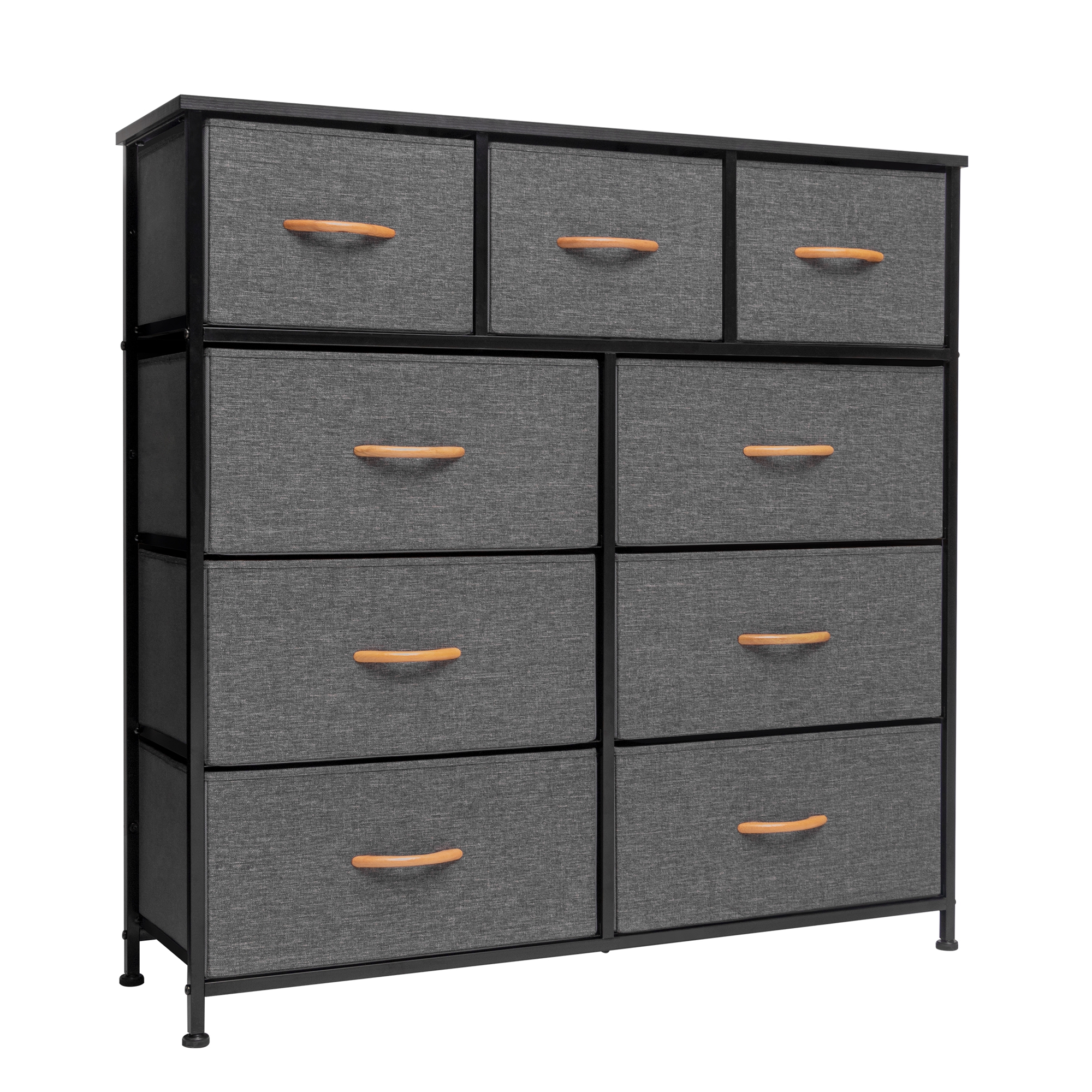 39" Gray and White Steel and Fabric Nine Drawer Triple Dresser-484700-1