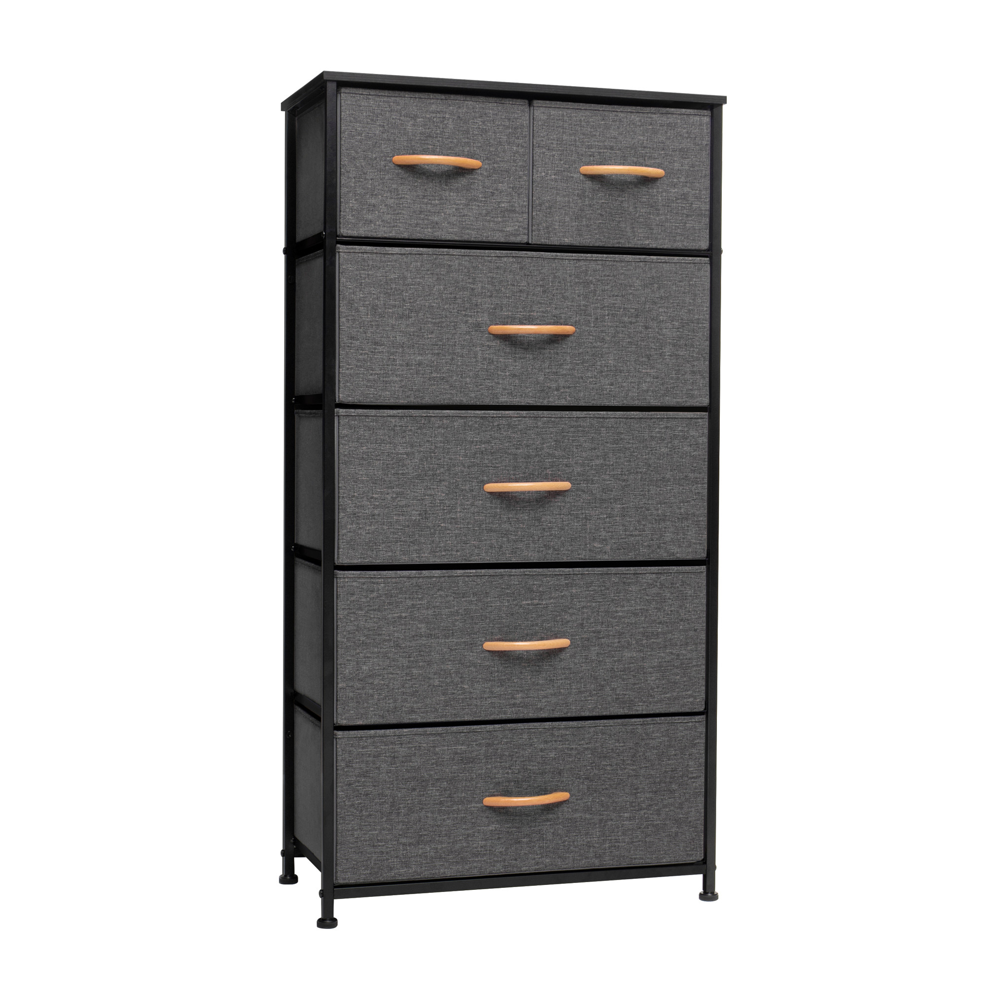 23" Gray and Black Steel and Fabric Six Drawer Chest-484711-1