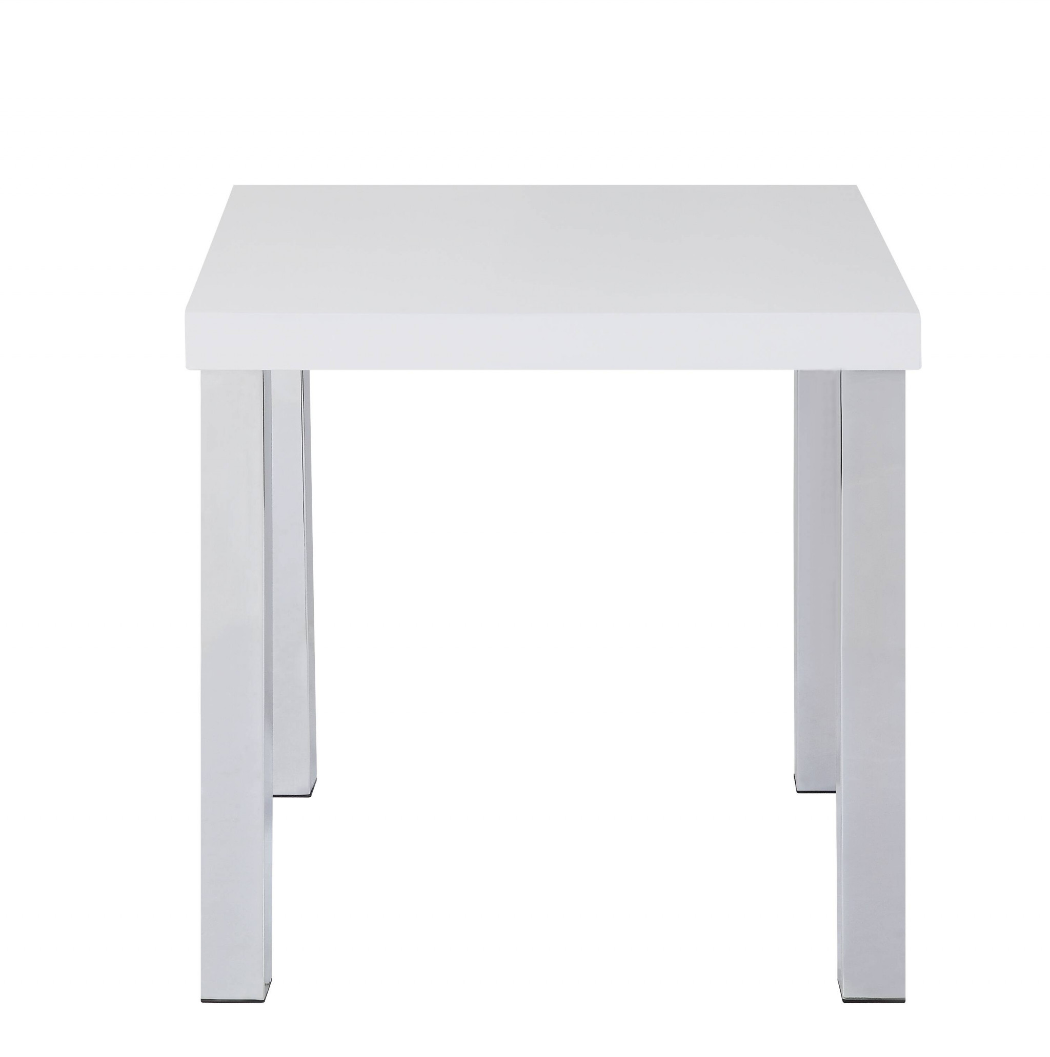 22"" Chrome And White High Gloss Square End Table