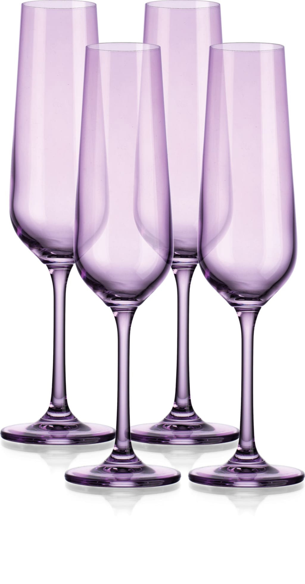 Set of Four Translucent Purple Champagne  Flutes