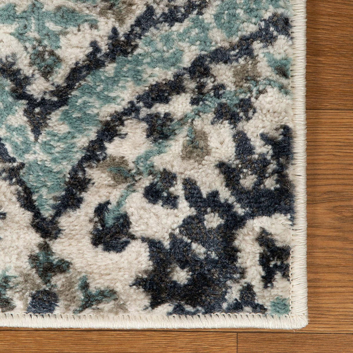10" Ivory Blue and Gray Medallion Runner Rug