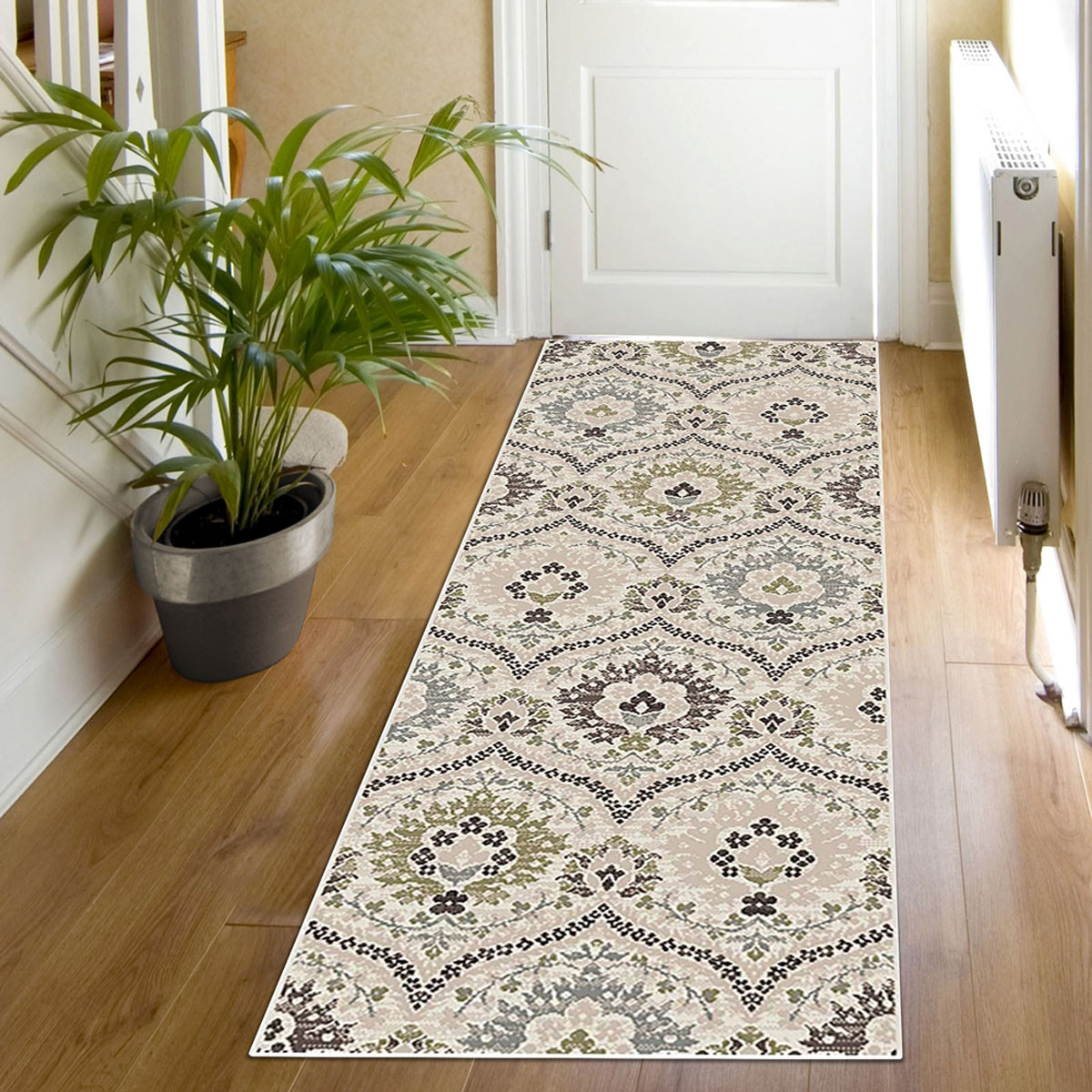 11" Runner Multi-Colored Floral Stain Resistant Runner Rug