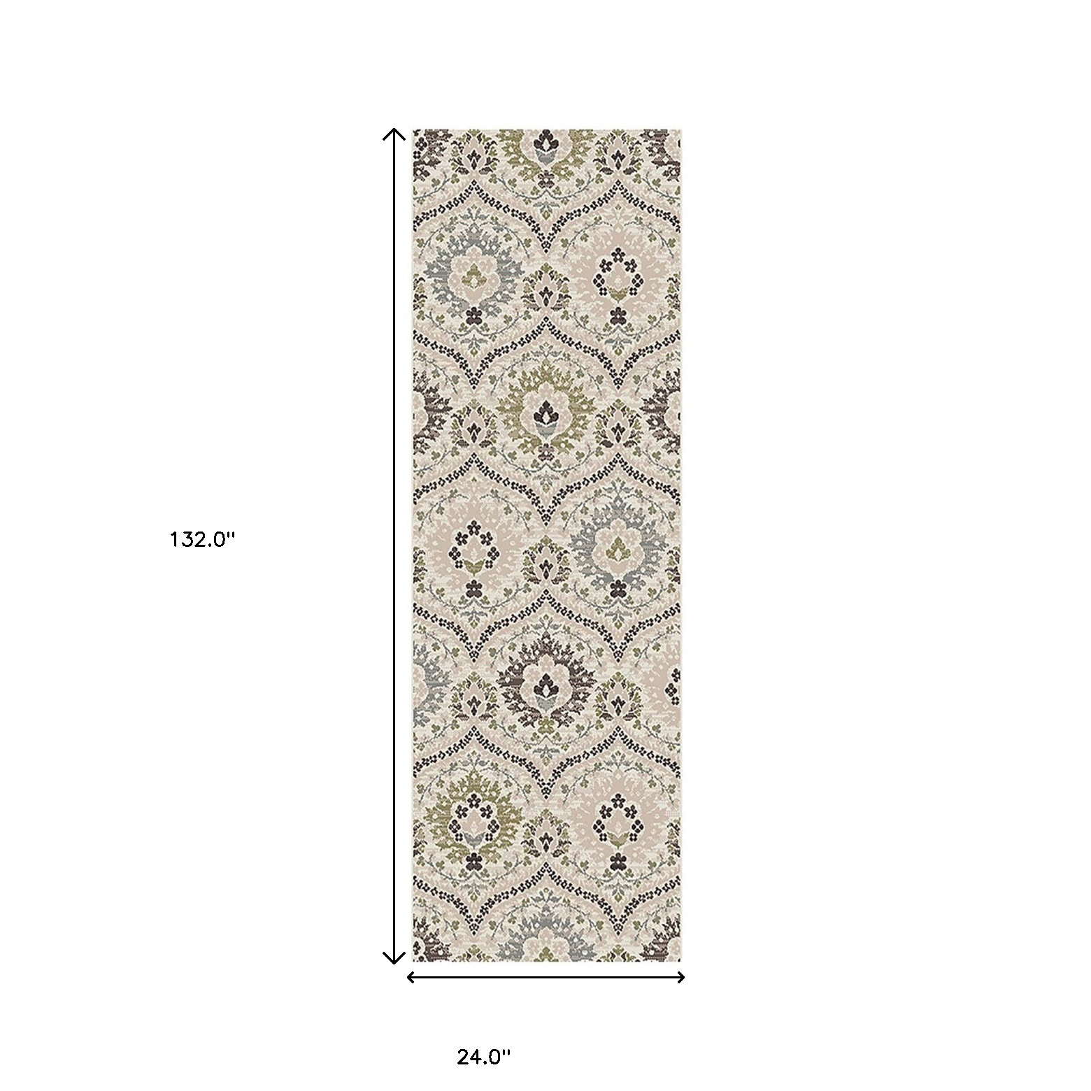 11" Runner Multi-Colored Floral Stain Resistant Runner Rug