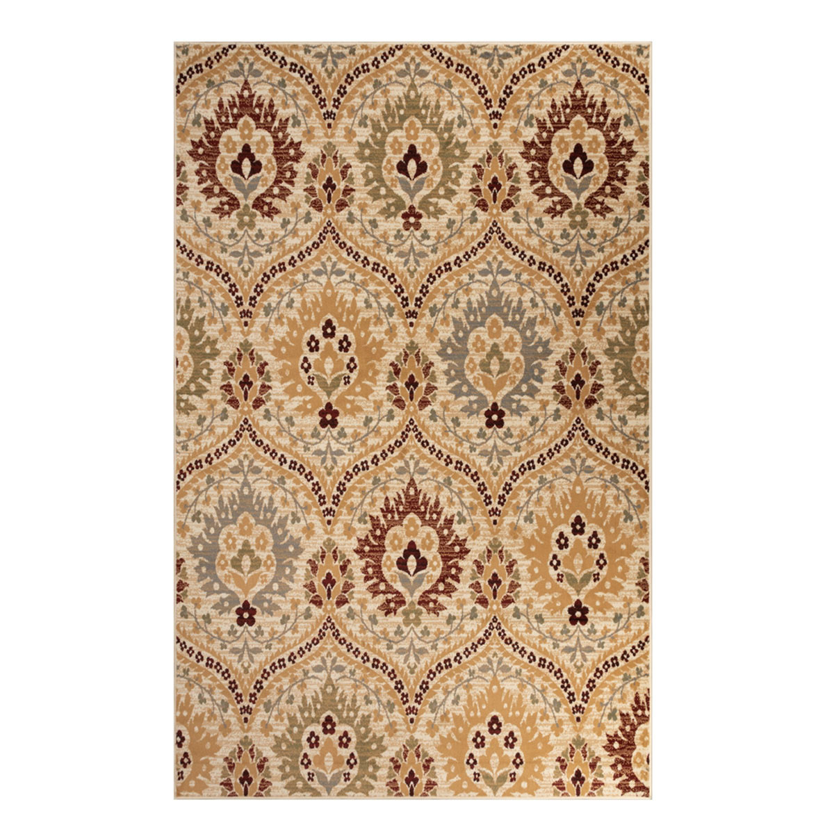 4" X 6" Camel Gray And Rust Floral Stain Resistant Area Rug