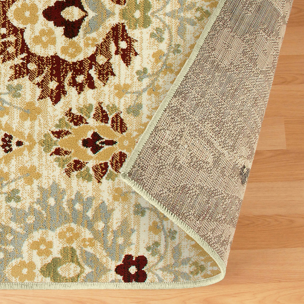 4" X 6" Camel Gray And Rust Floral Stain Resistant Area Rug