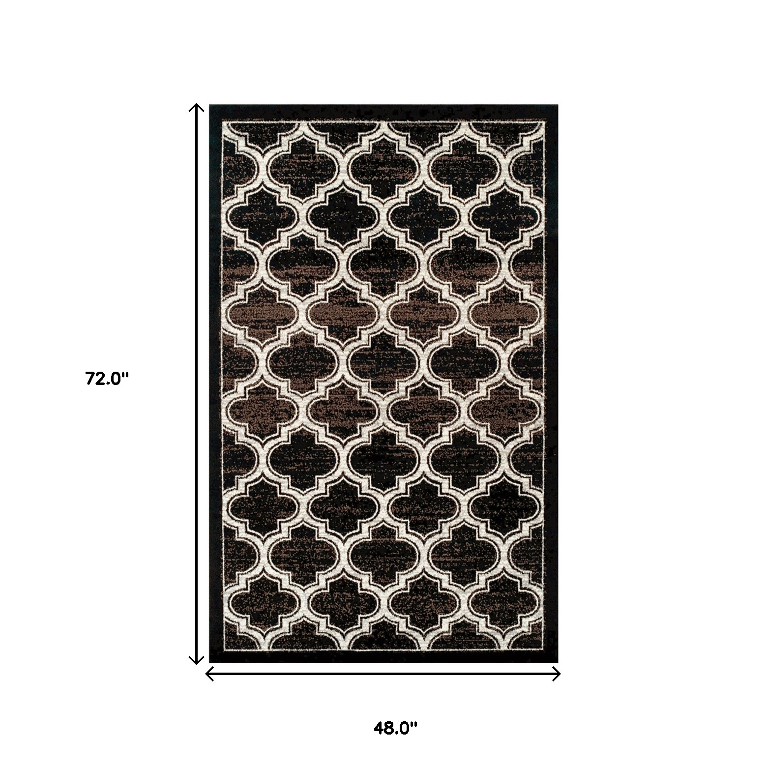 4" X 6" Black Geometric Stain Resistant Area Rug