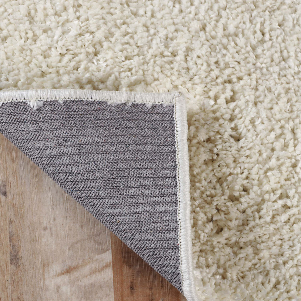 4" X 6" Ivory Shag Stain Resistant Area Rug