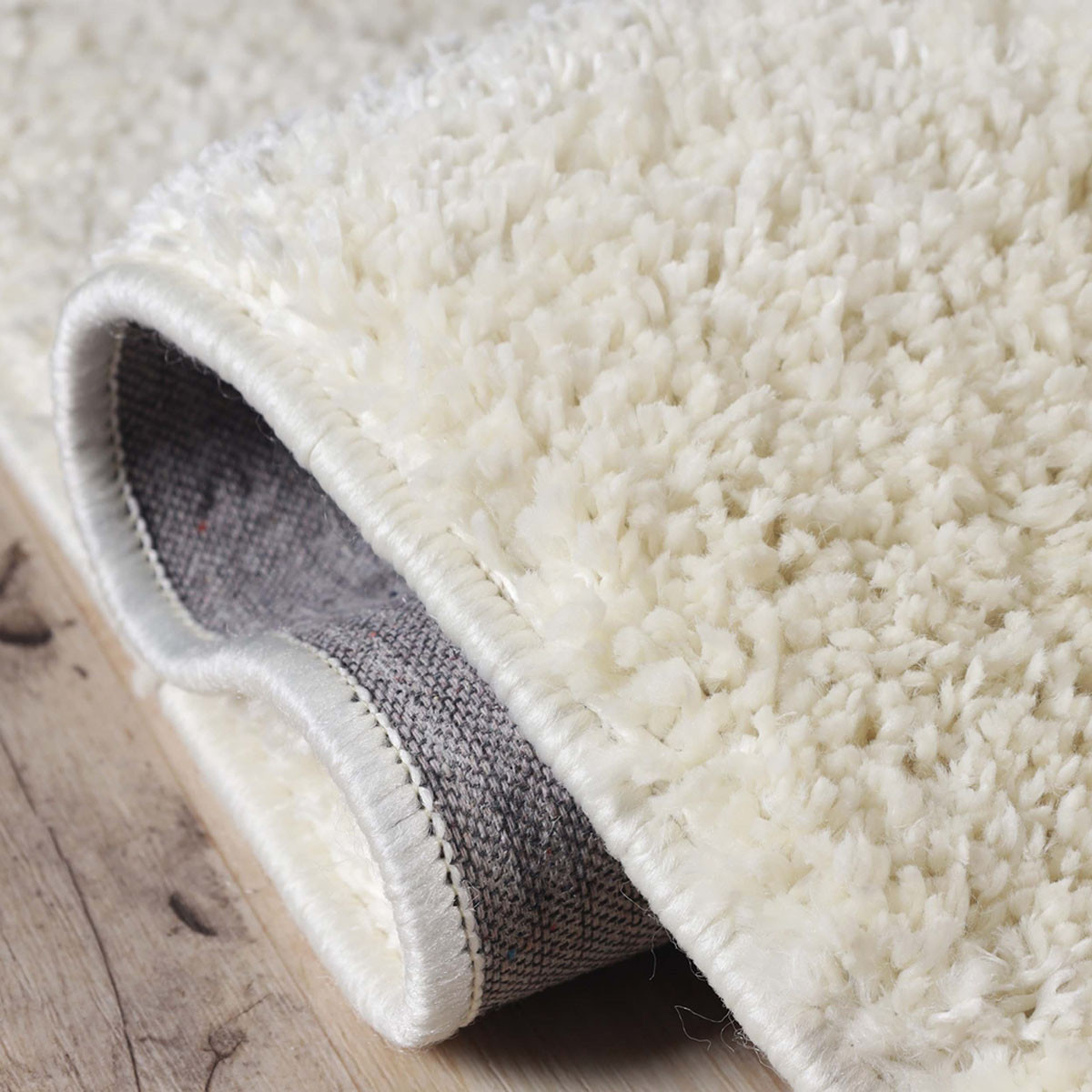 4" X 6" Ivory Shag Stain Resistant Area Rug