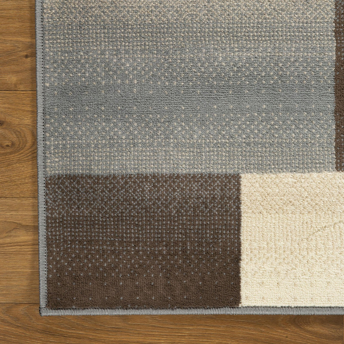 10" Grey Patchwork Stain Resistant Runner Rug