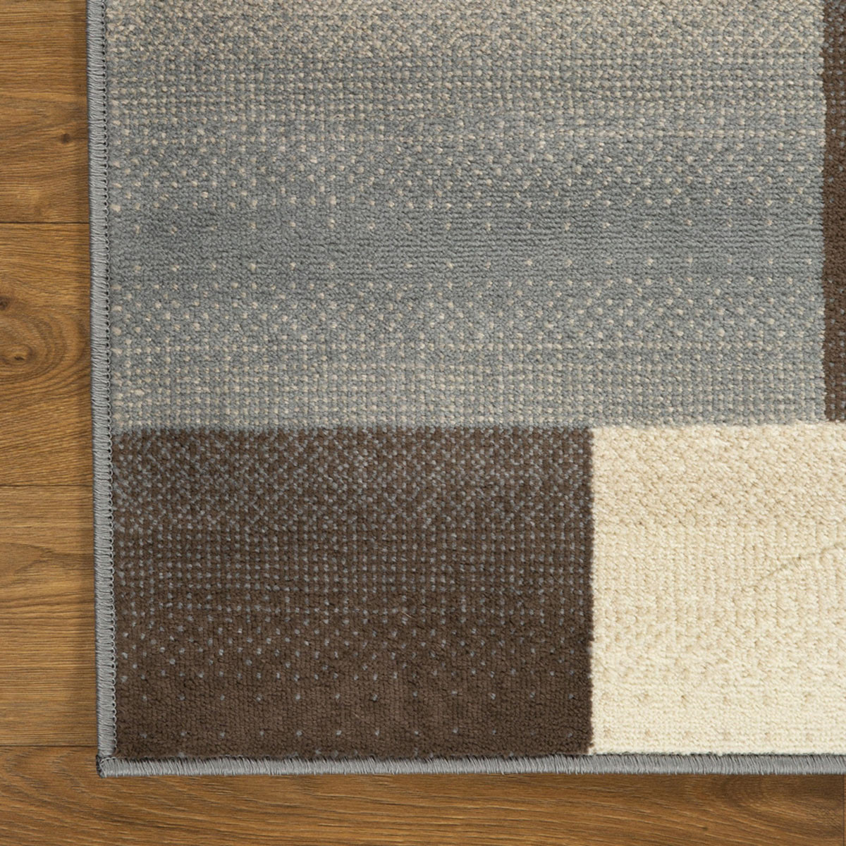 4" X 6" Grey Patchwork Power Loom Stain Resistant Area Rug