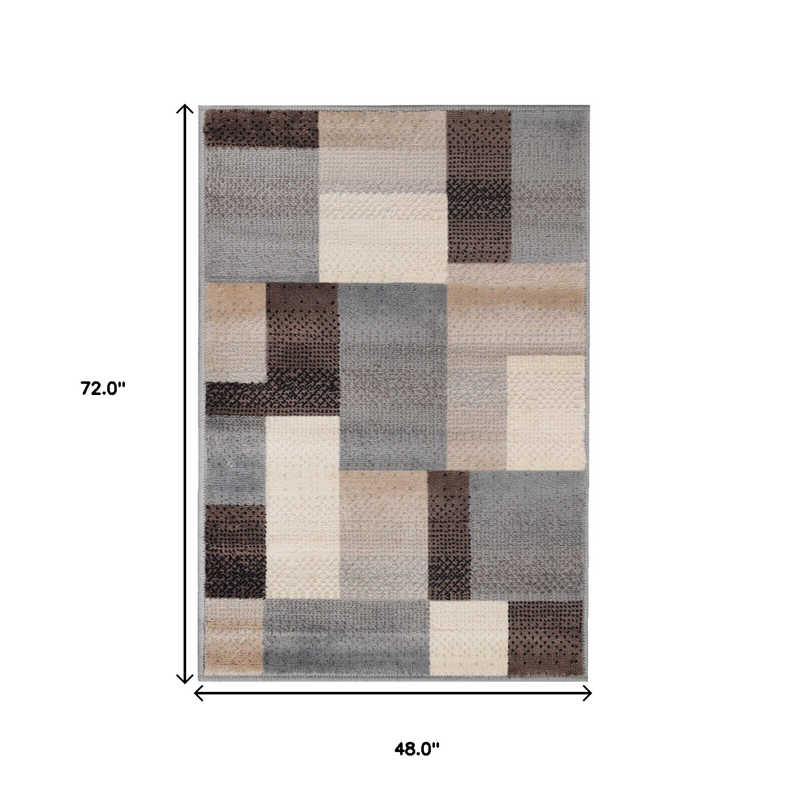 4" X 6" Grey-Brown Patchwork Power Loom Stain Resistant Area Rug