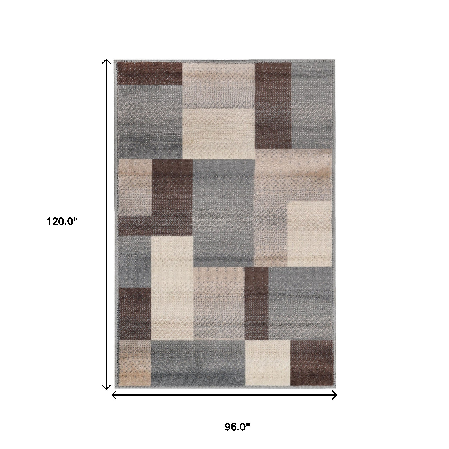 8" X 10" Gray Brown and Cream Patchwork Area Rug