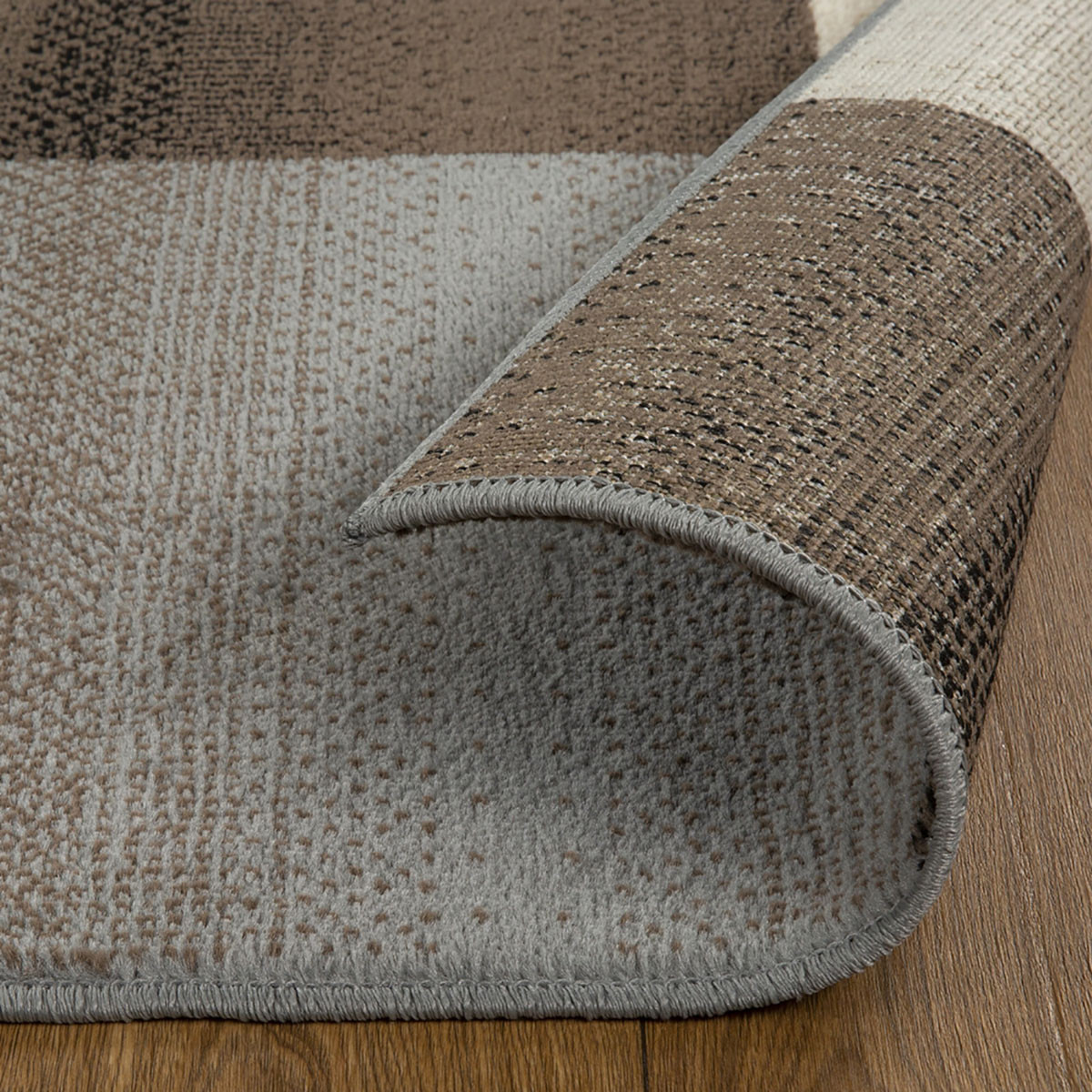 8" X 10" Grey-Brown Patchwork Power Loom Stain Resistant Area Rug