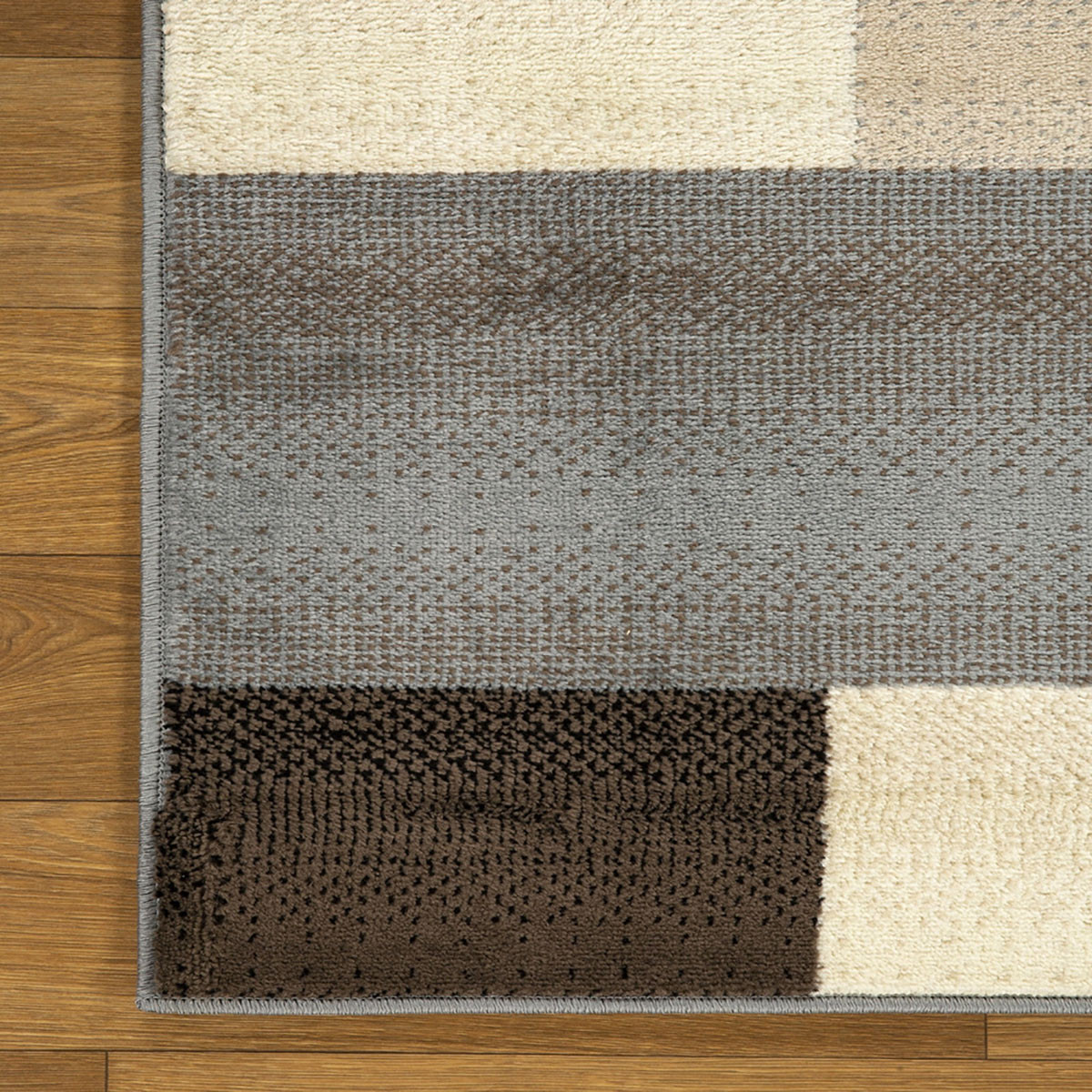 8" X 10" Grey-Brown Patchwork Power Loom Stain Resistant Area Rug