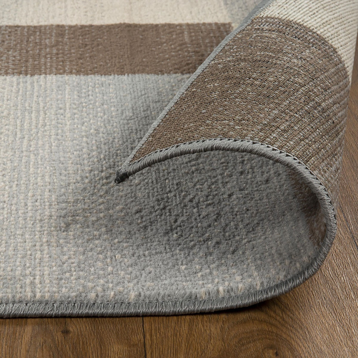 8" Square Grey Square Patchwork Power Loom Stain Resistant Area Rug